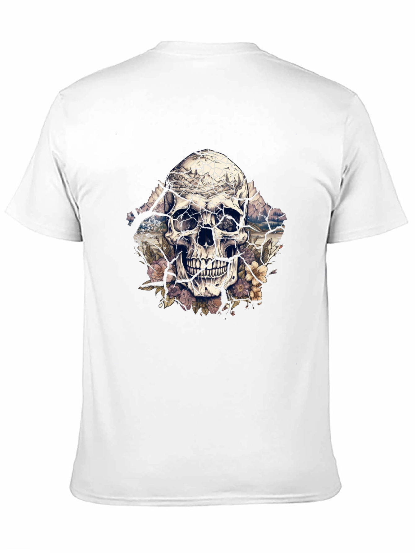 Black Floral Skull Graphic Tee - Unique Design view 11
