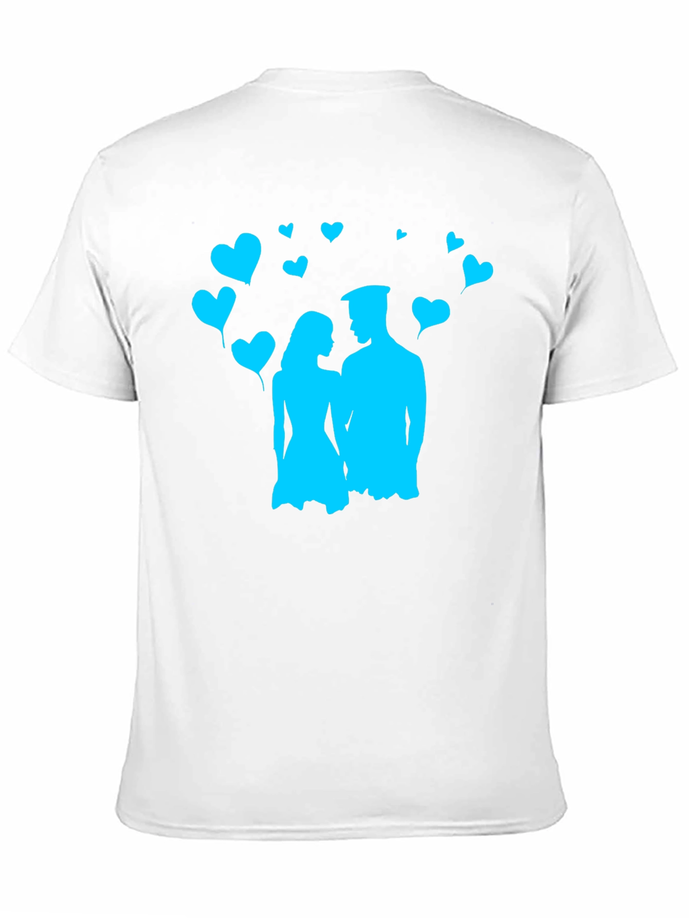 Black Couple's Love T-Shirt - Black with Blue Heart Design view 11