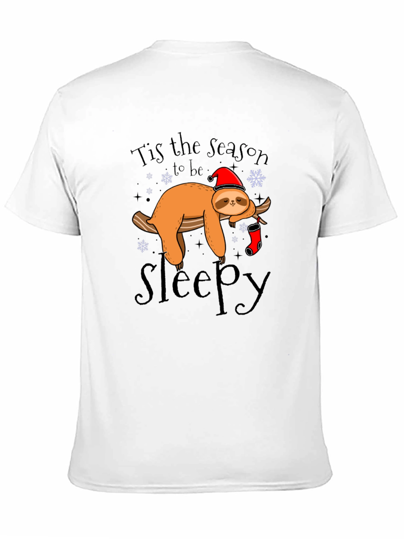 Black Tis the Season to be Sleepy Sloth Graphic T-Shirt view 11