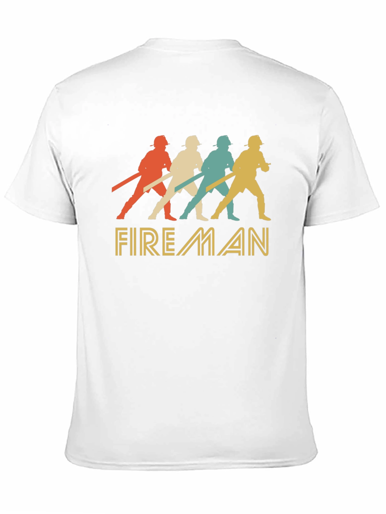 Black Retro Fireman Graphic Tee - Vintage Style Firefighter Shirt view 11