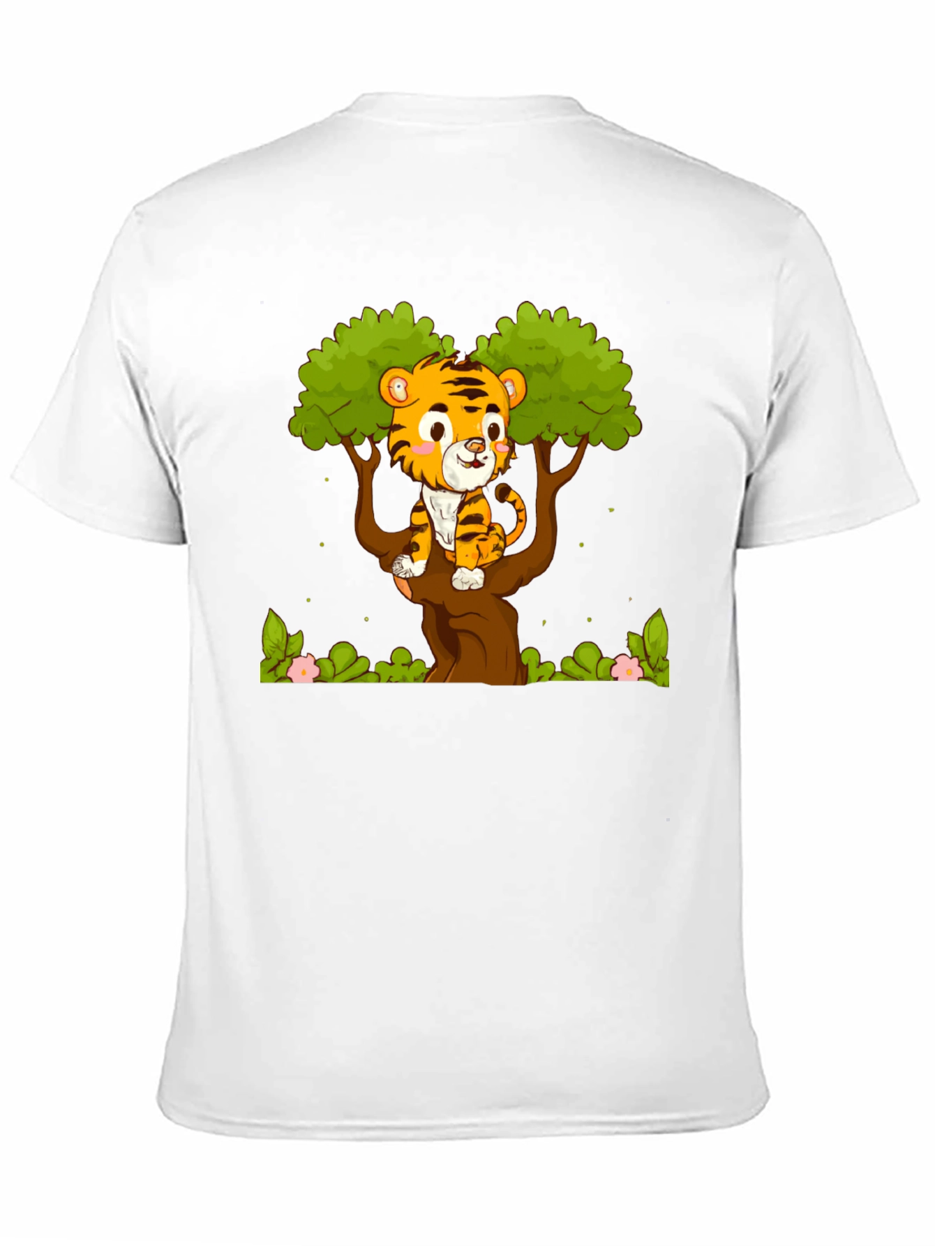 Black Cute Tiger Cub in Tree Graphic T-Shirt view 11