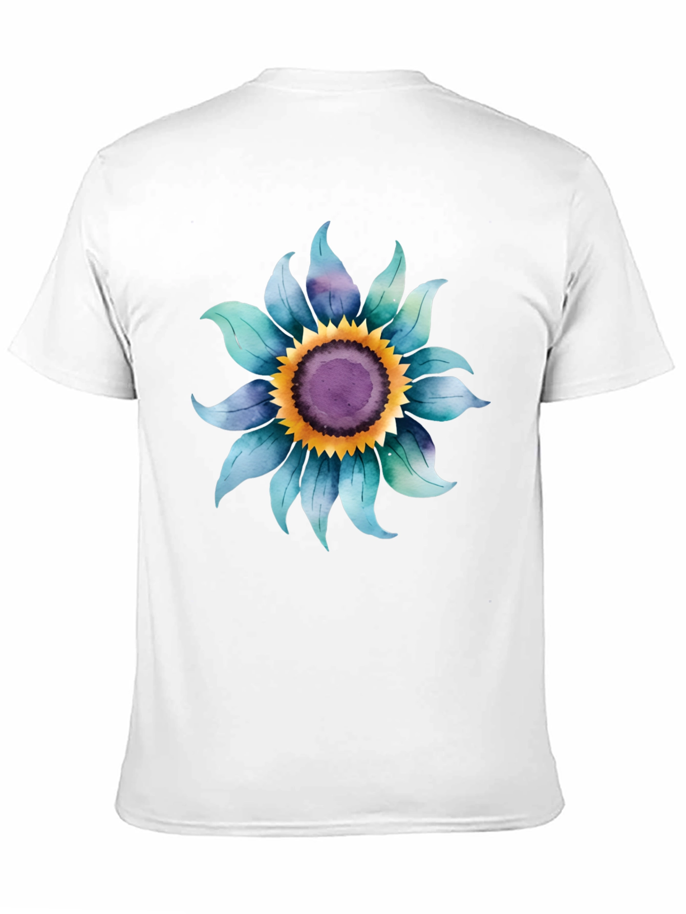 Black Blue Sunflower Graphic Tee - Soft Cotton Blend view 11