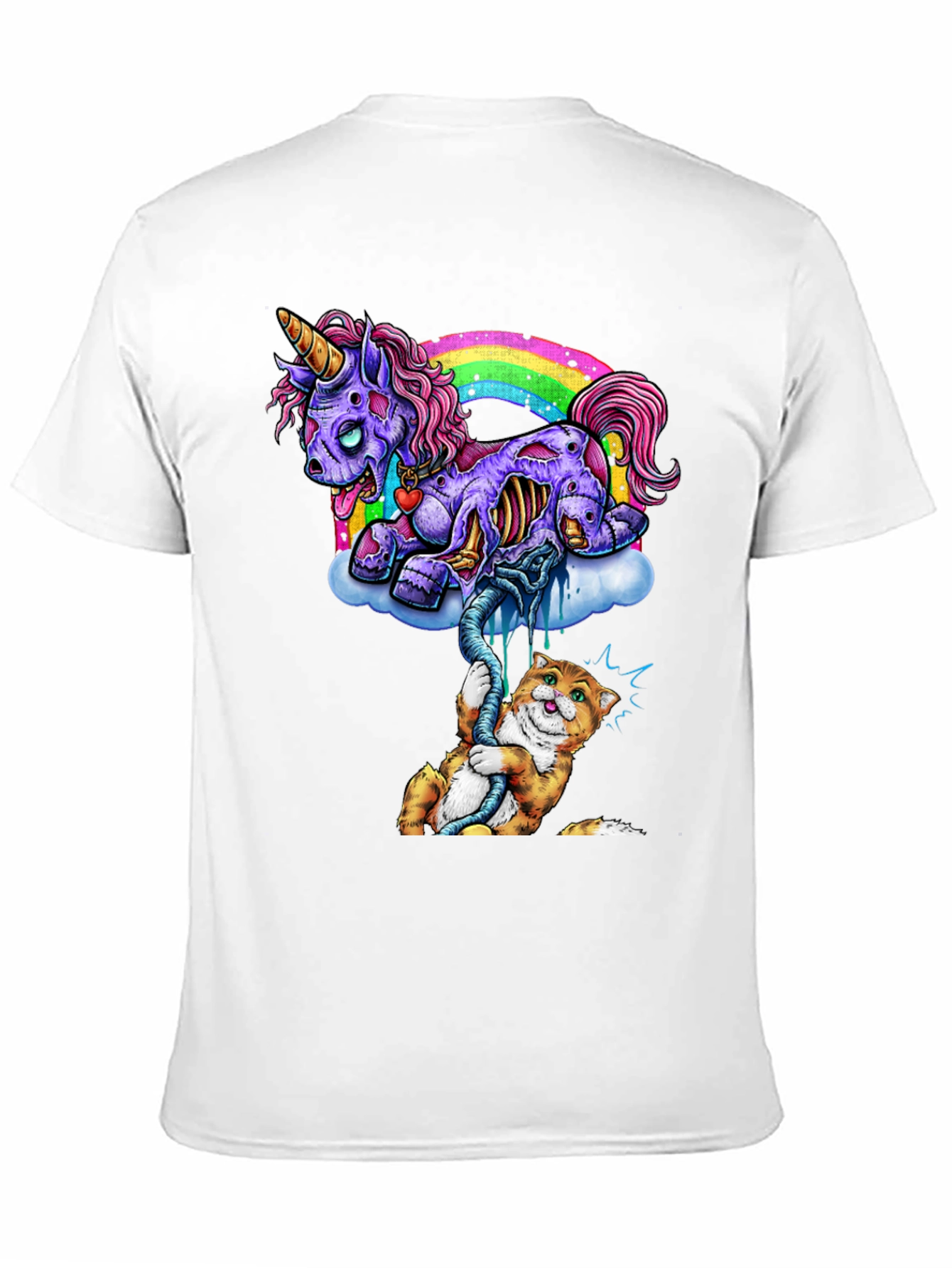 Black Zombie Unicorn & Cat Graphic Tee view 11