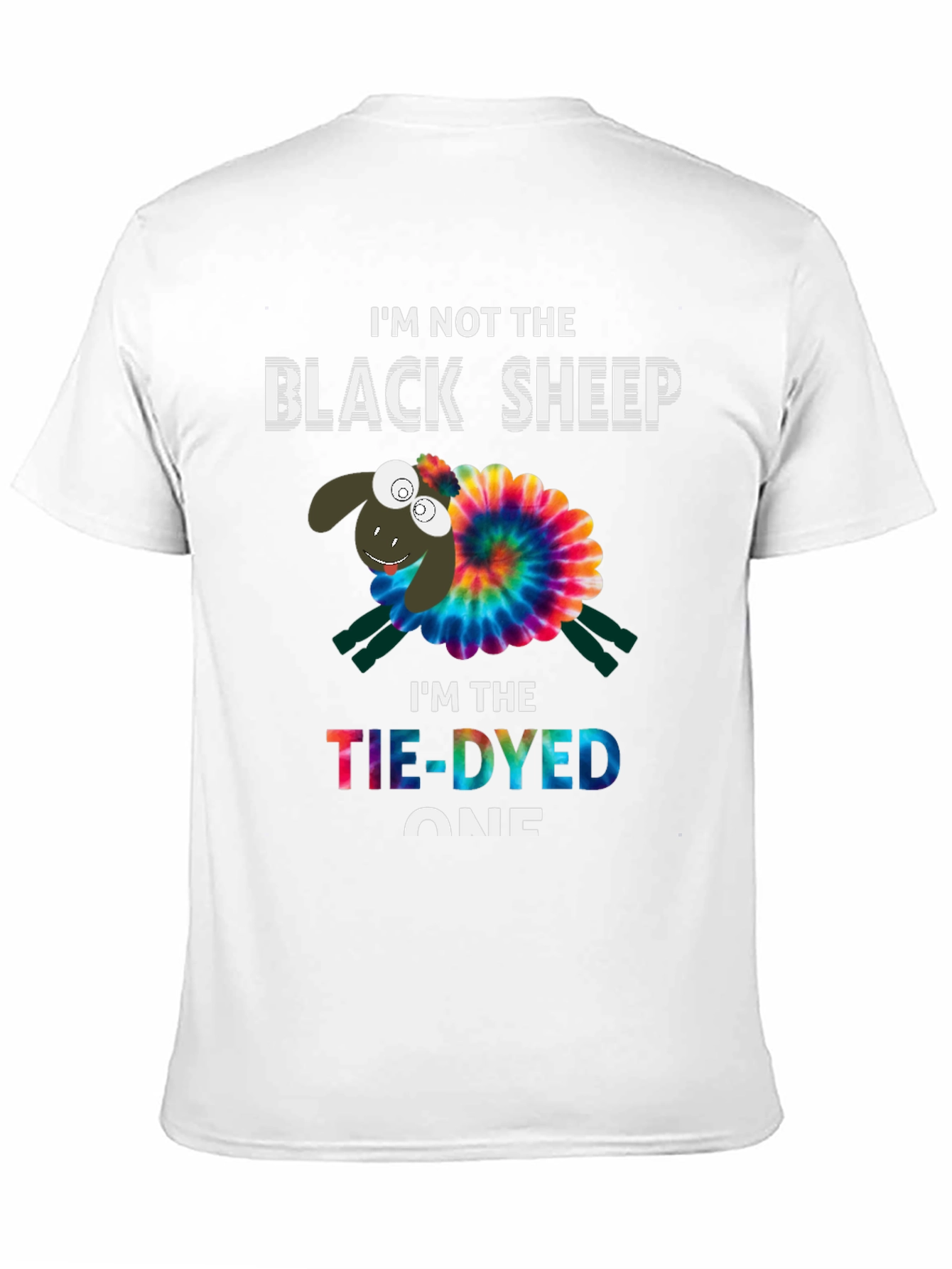 Black Tie-Dyed Sheep Graphic Tee - Unique & Fun T-Shirt view 11
