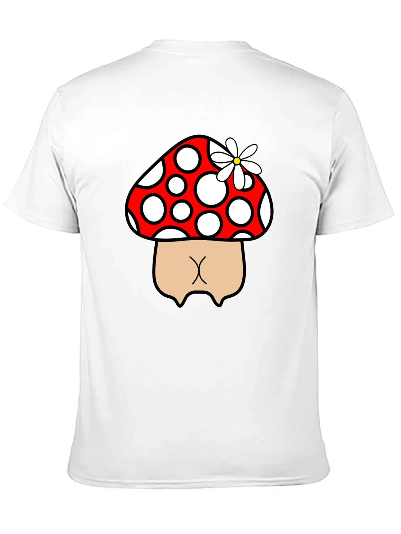 Black Mushroom Butt Funny Graphic Tee - Black view 11