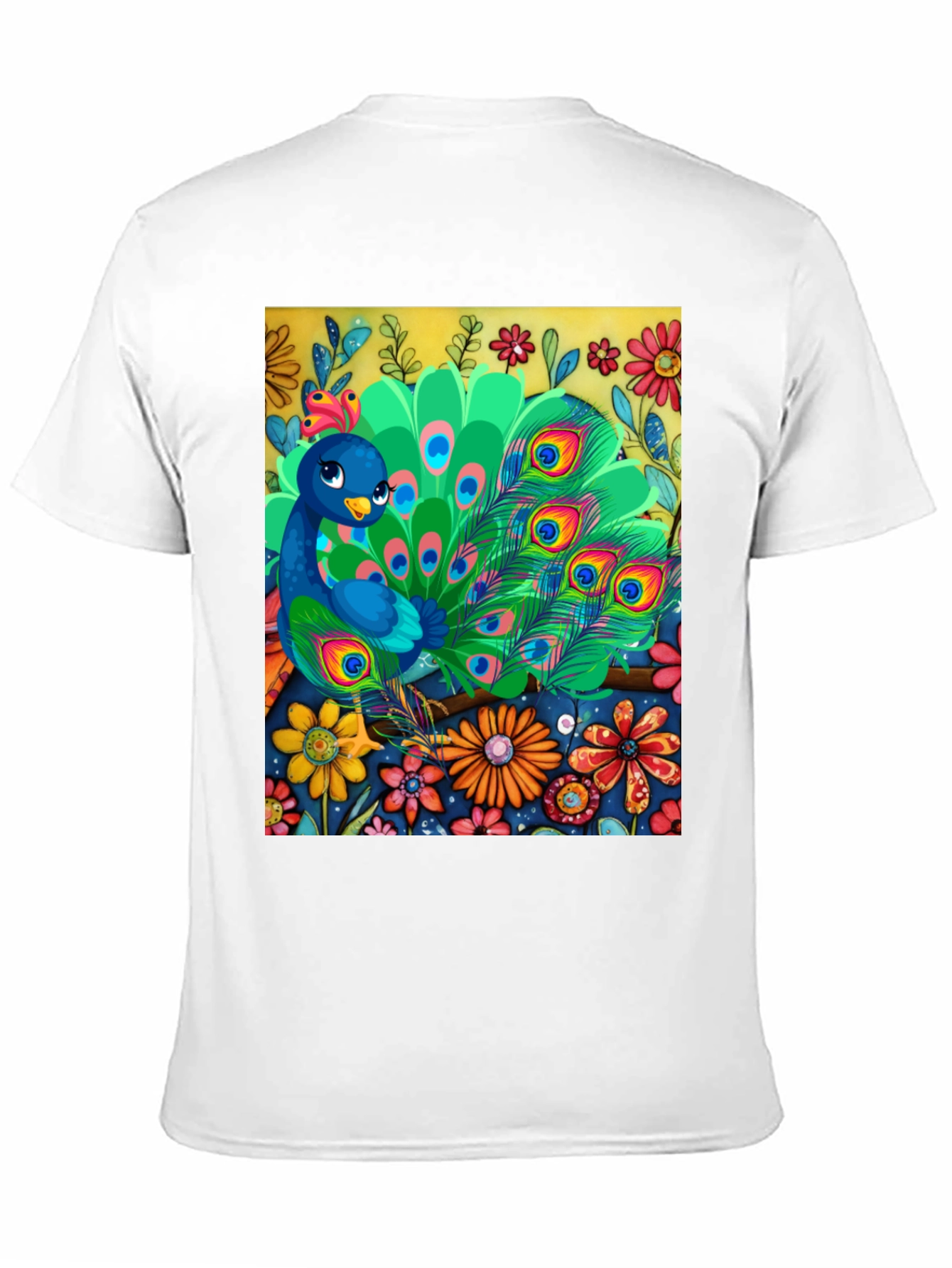 Peacock Floral Graphic Tee - Unique Art Design - 11