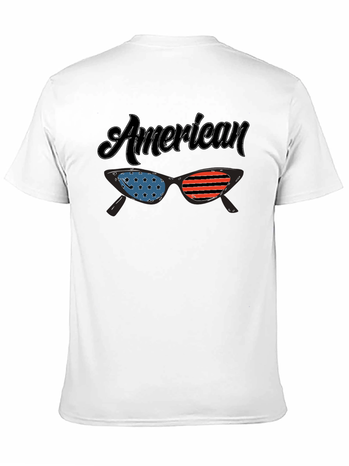 Black American Flag Sunglasses Graphic T-Shirt view 11
