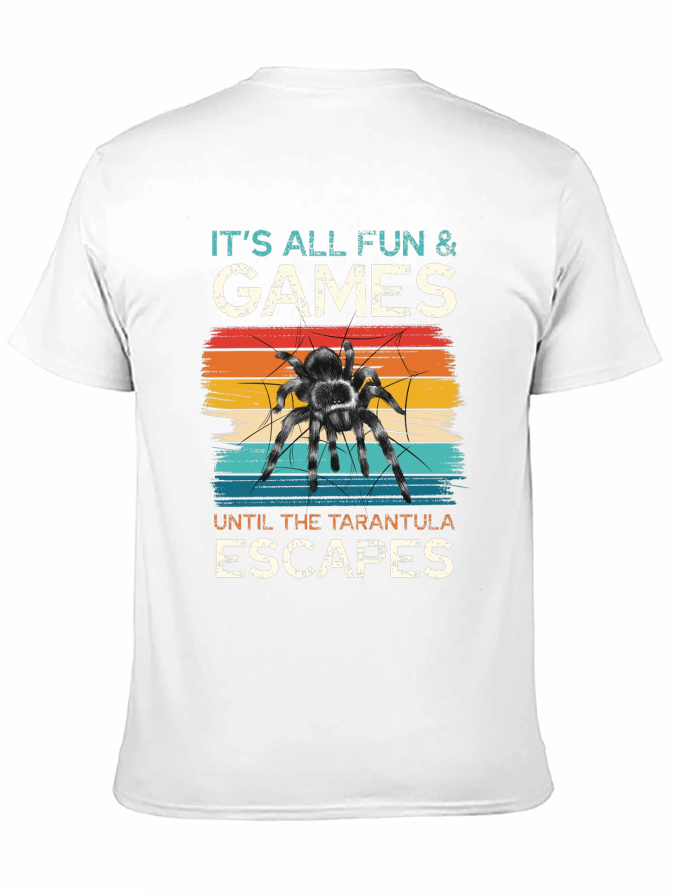 Black Tarantula Escape Black T-Shirt - Fun & Games Design view 11