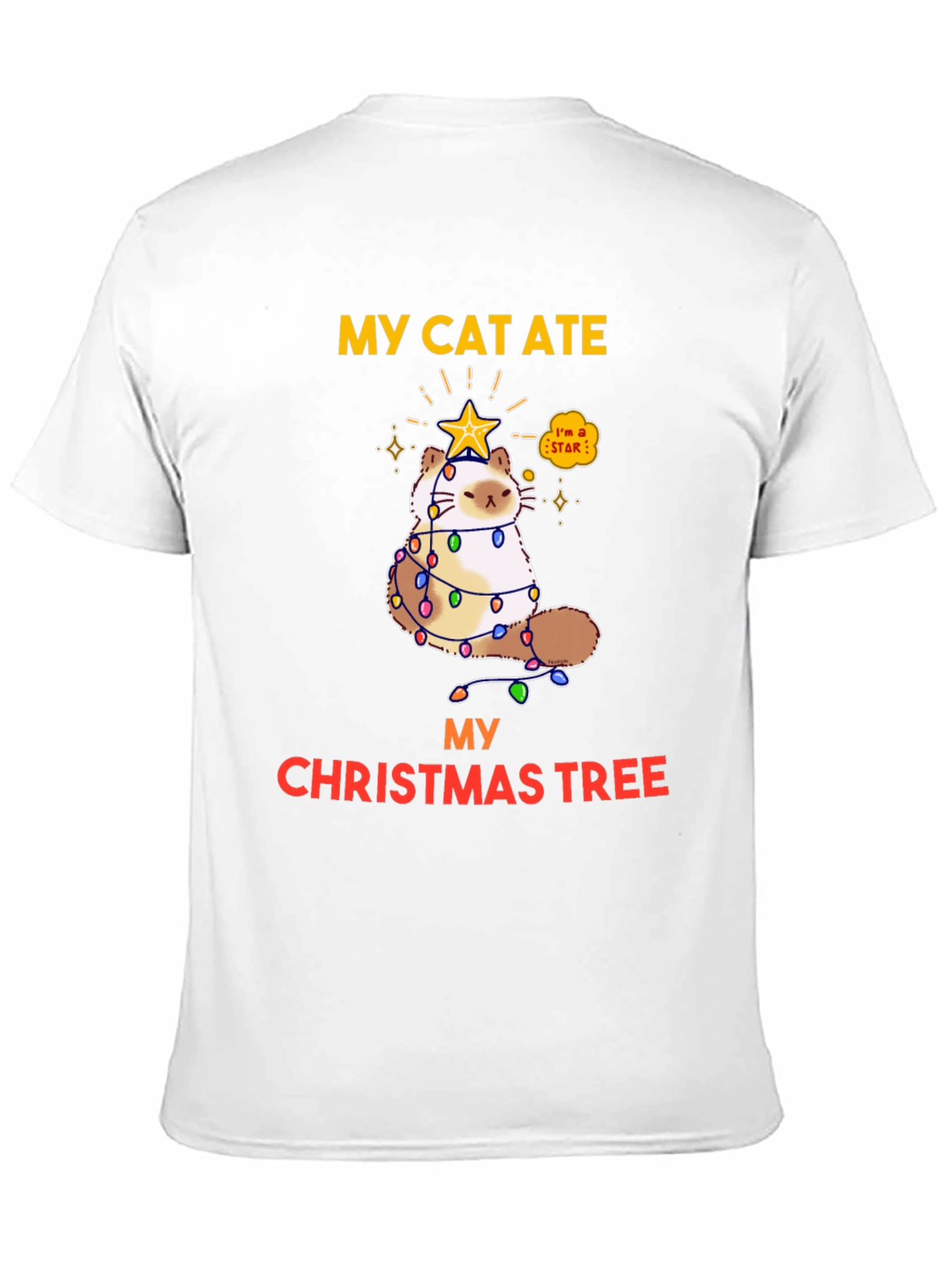 Black My Cat Ate My Christmas Tree T-Shirt view 11