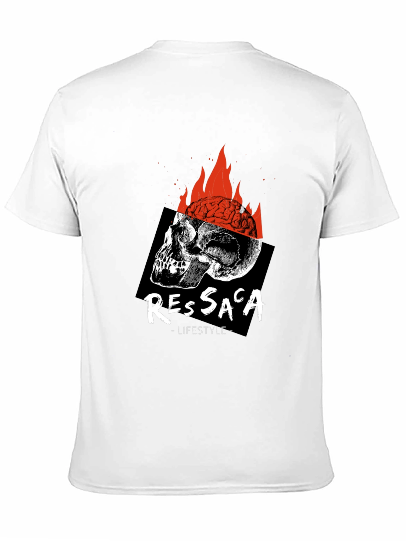 Black Edgy Skull & Brain Fire T-Shirt view 11