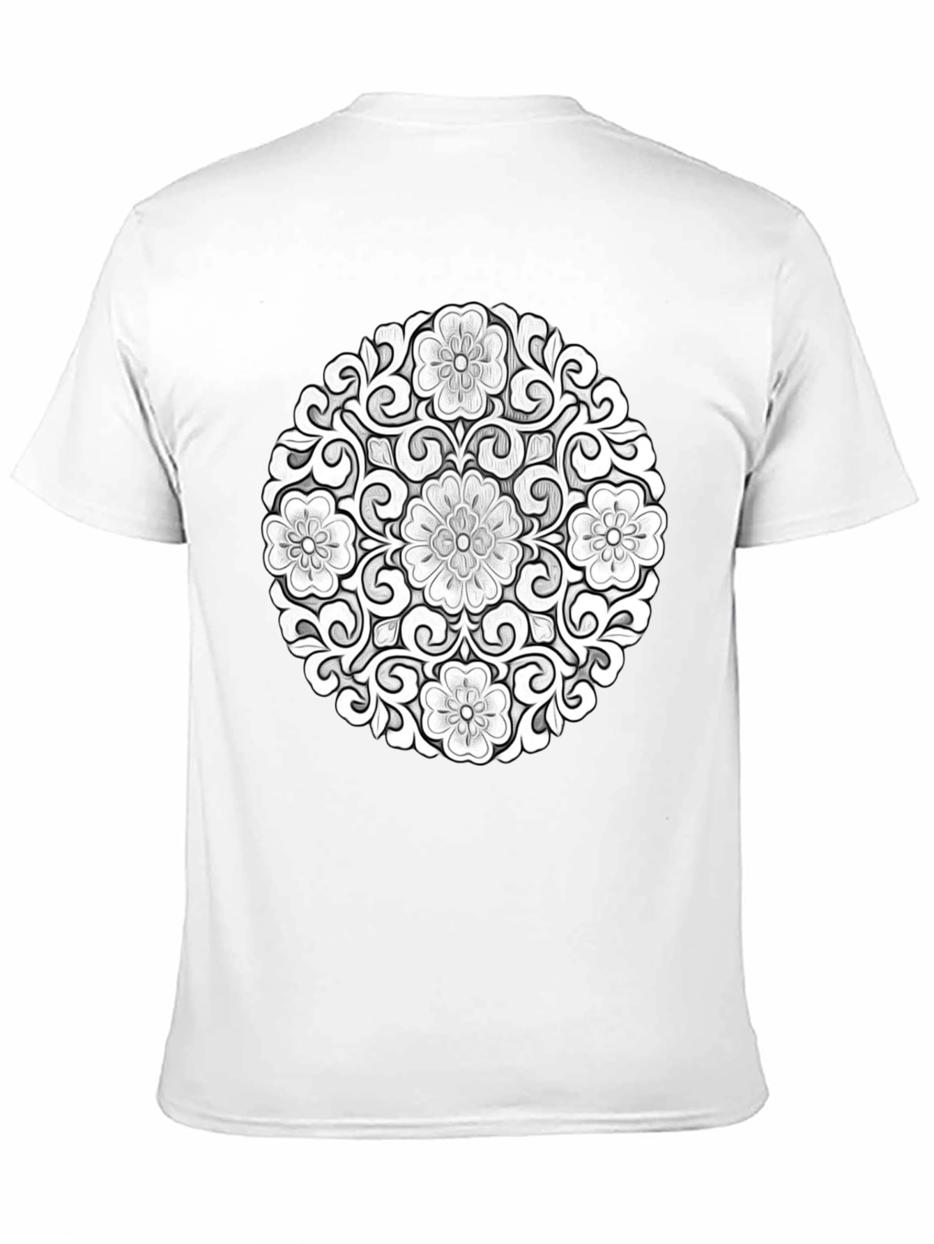 Black Floral Mandala Graphic Tee - Modern Black T-Shirt view 11