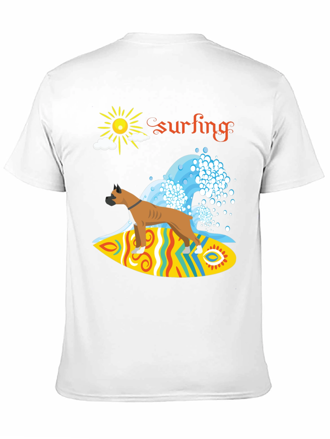 Black Surfing Boxer Dog Graphic Tee view 11