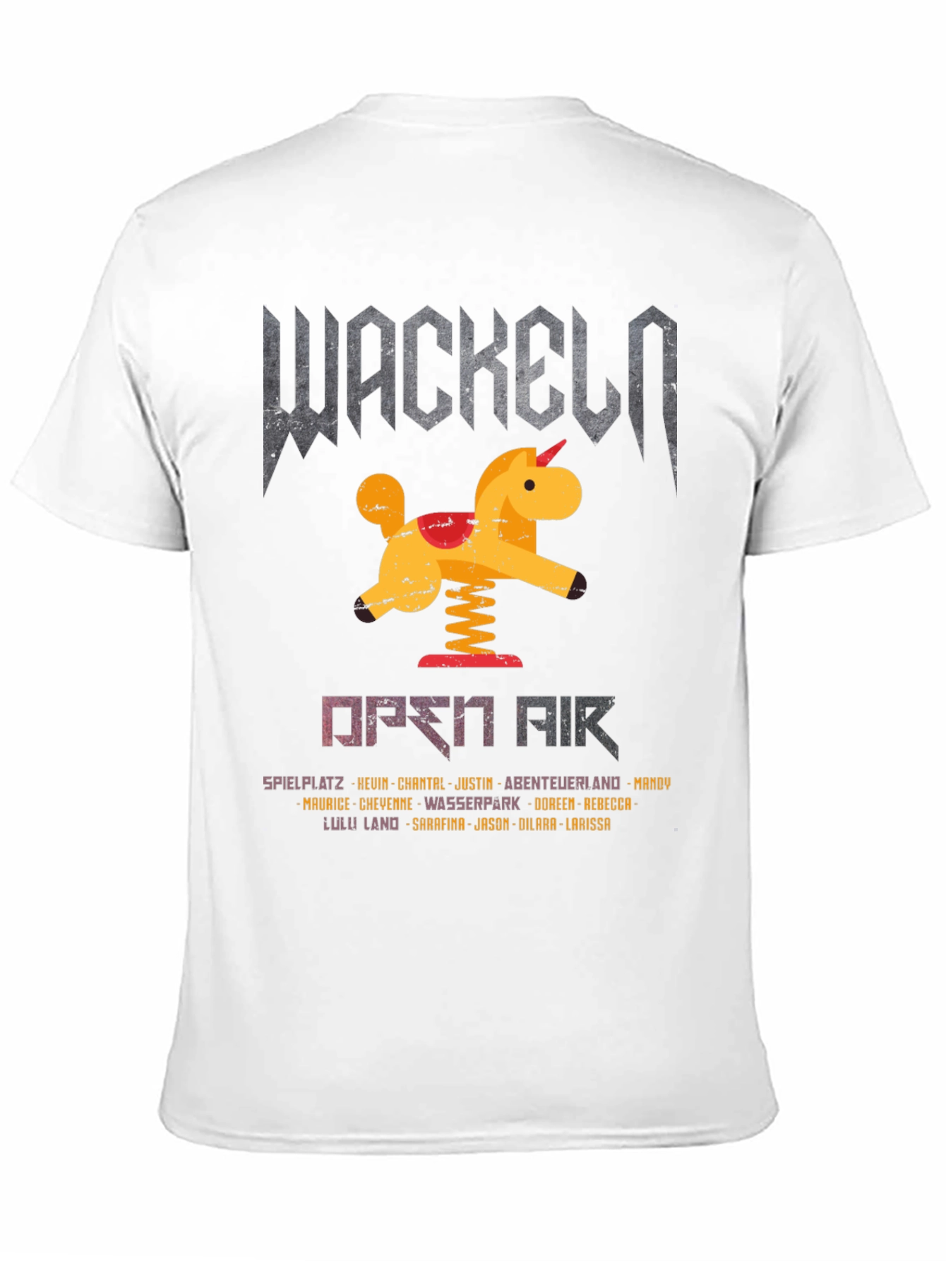 Black Wackeln Open Air T-Shirt, Unicorn Design, Black view 11