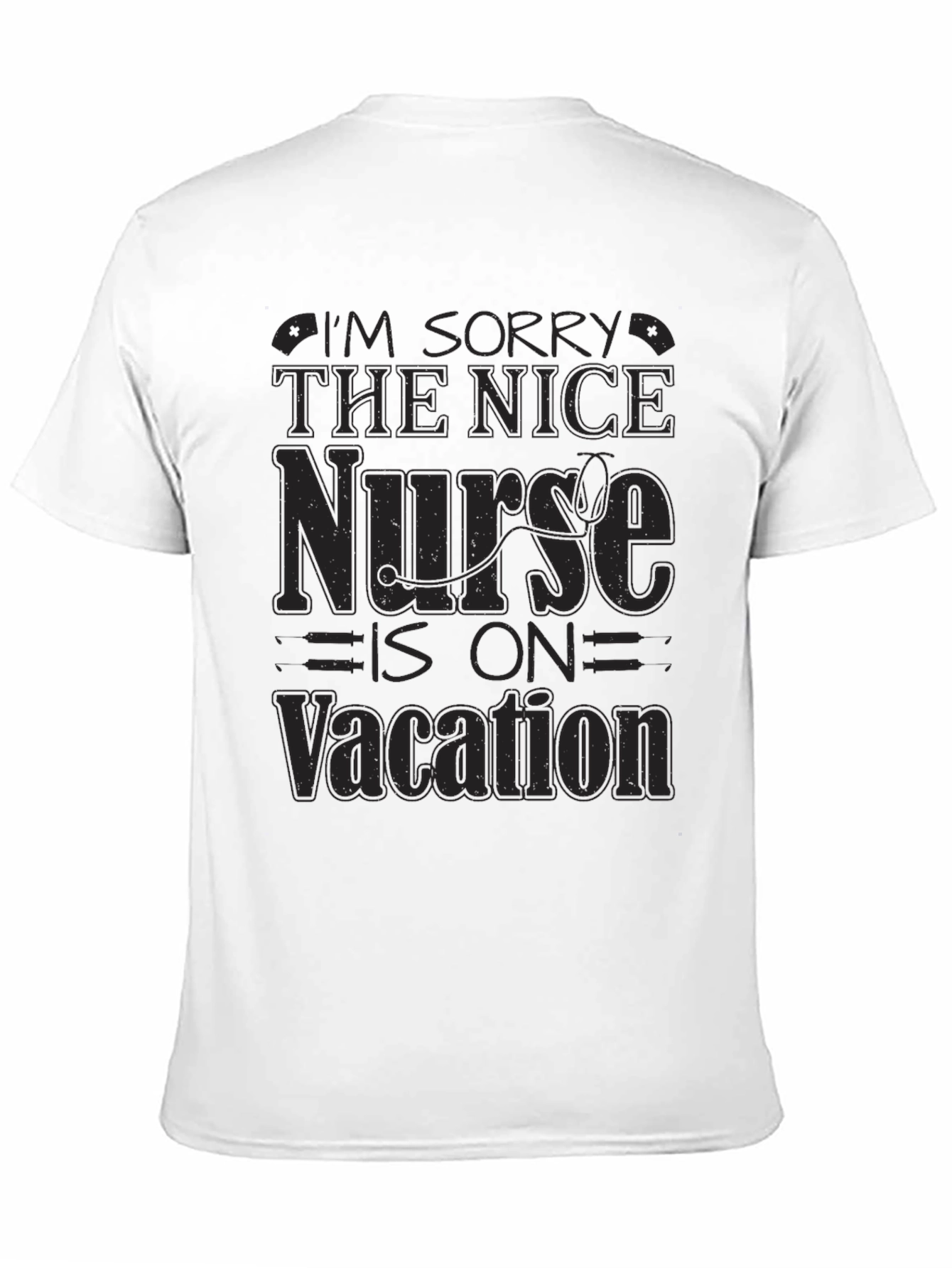 Black Funny Nurse Vacation Graphic T-Shirt - Black view 11