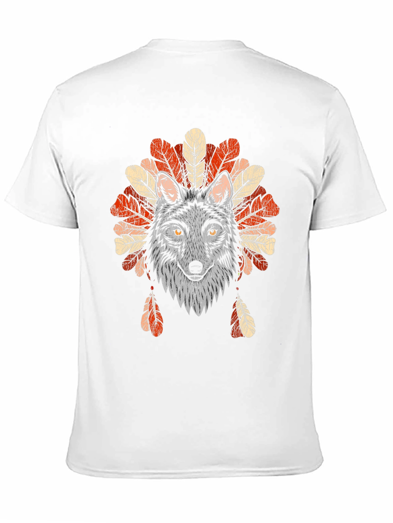 Black Wolf Headdress Graphic Tee - Native American Style T-Shirt view 11