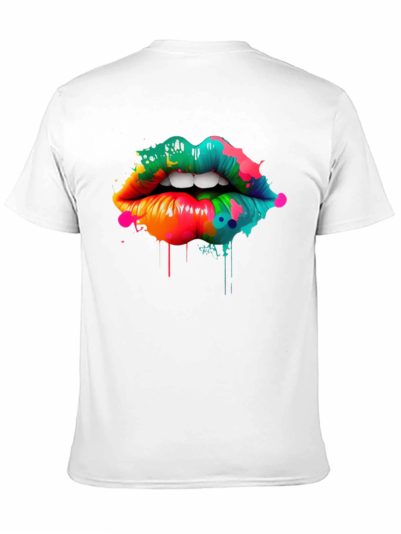Black Colorful Lips Graphic Print T-Shirt view 11
