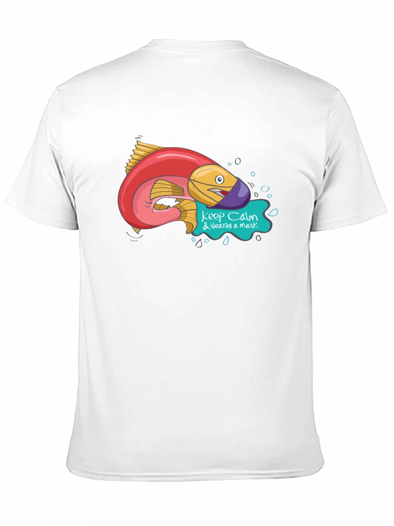 Black Funny Fish Wearing Mask Graphic T-Shirt view 11