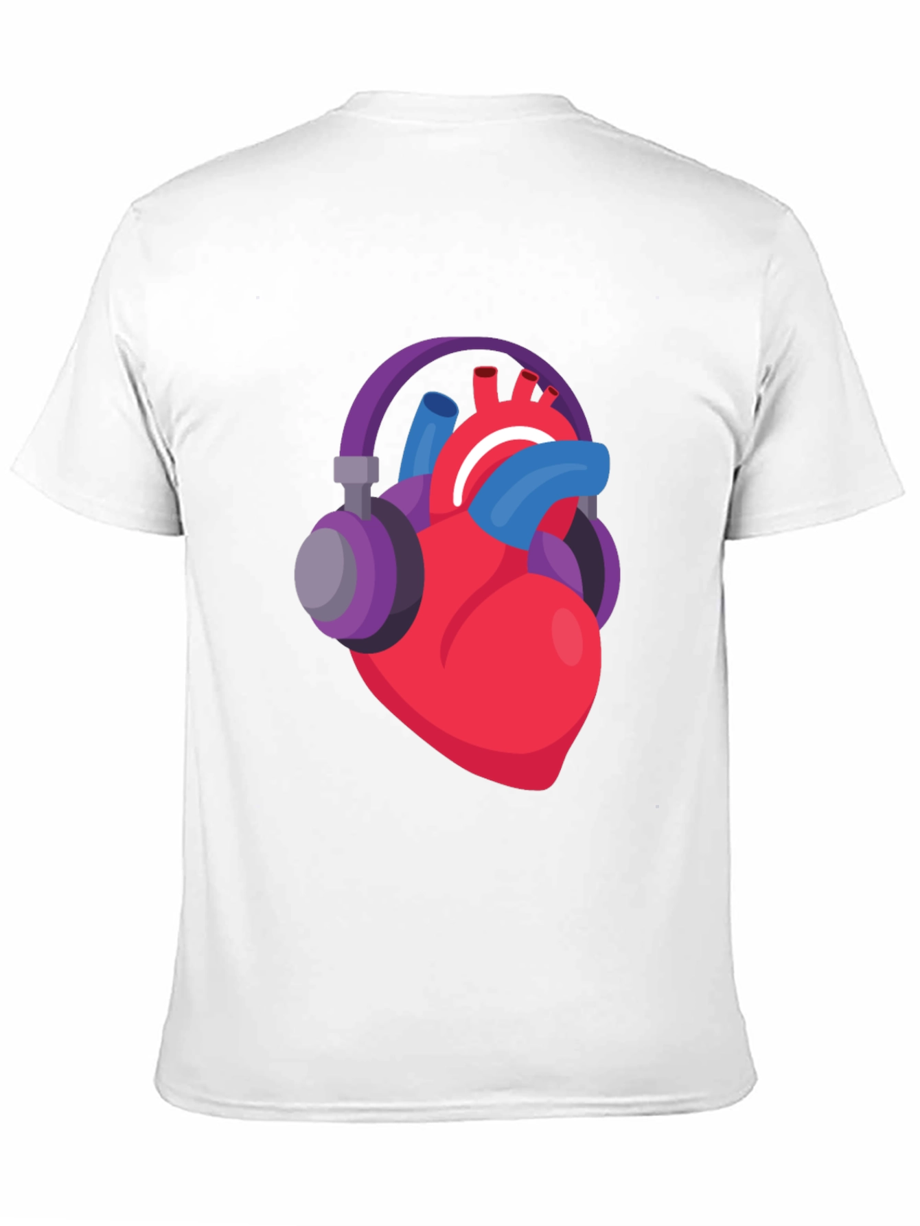 Black Heartbeat Headphones Graphic Tee - Music Lover Shirt view 11