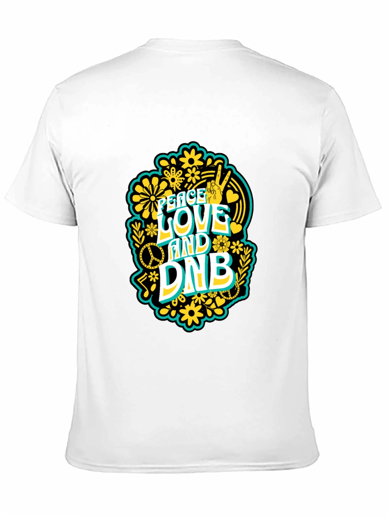 Black Peace Love and DNB T-Shirt view 11