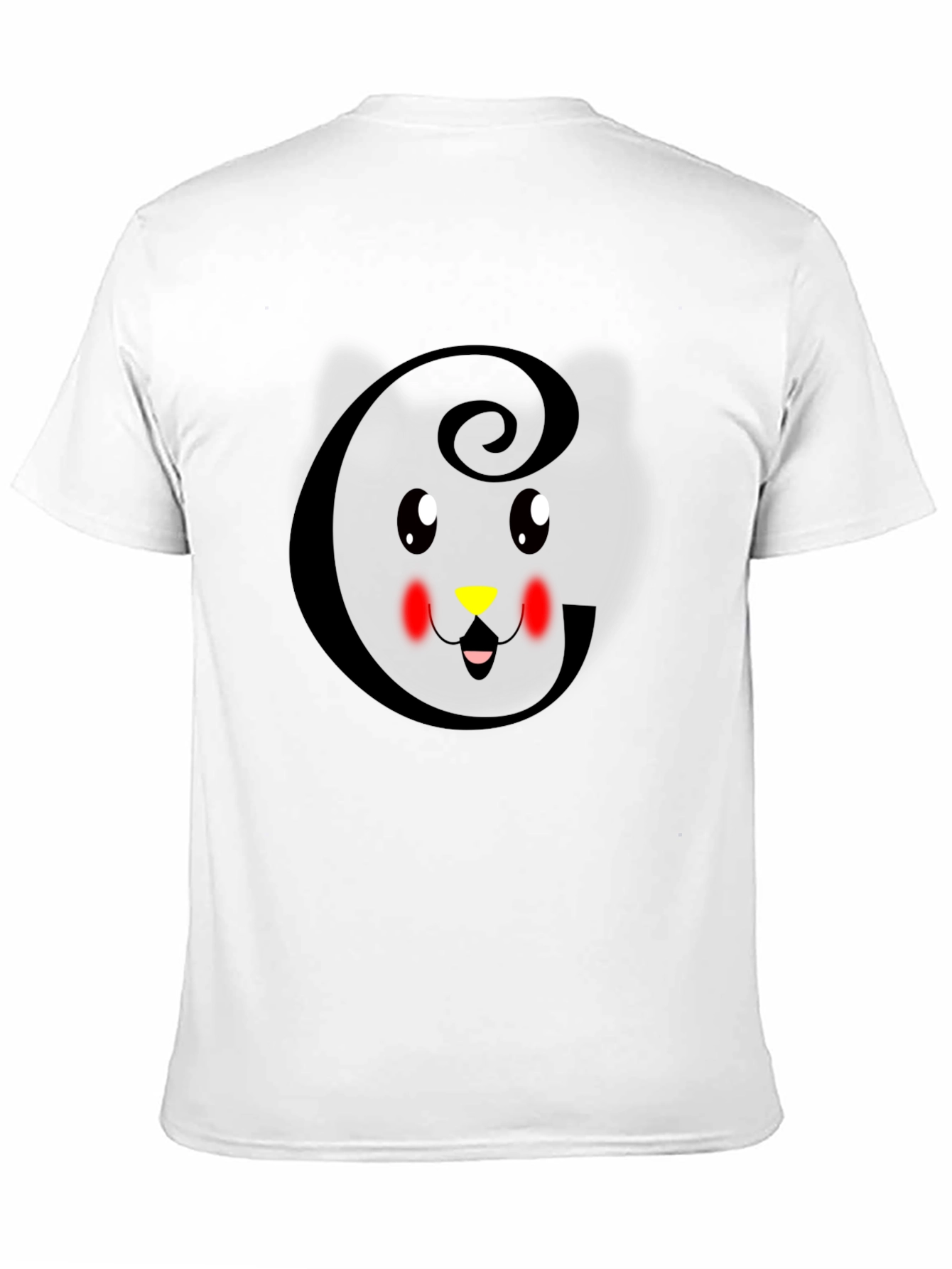 Black Cute Cat Initial 'G' Black T-Shirt view 11