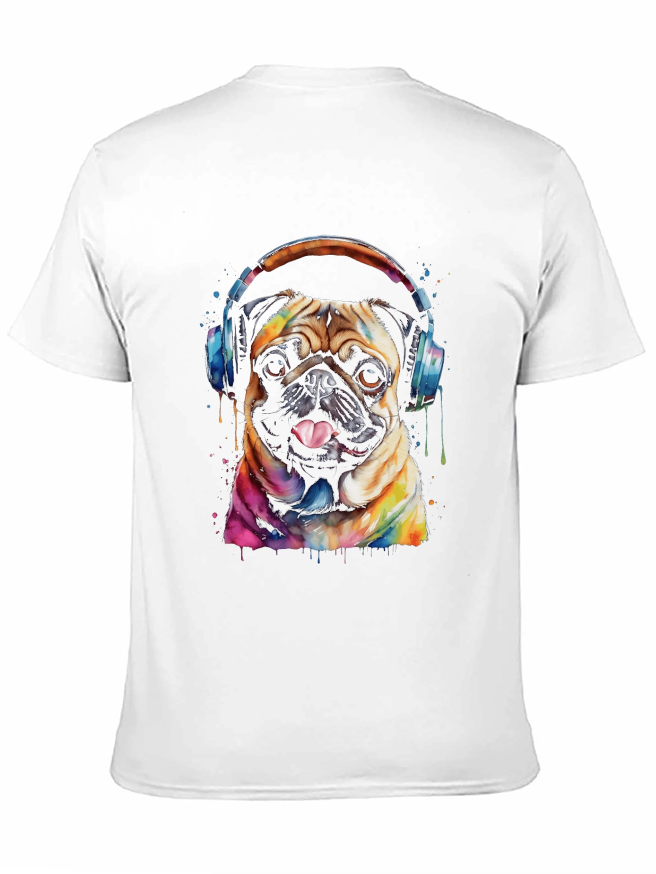 Black Pug DJ Graphic Tee - Dog Lover's Black T-Shirt view 11