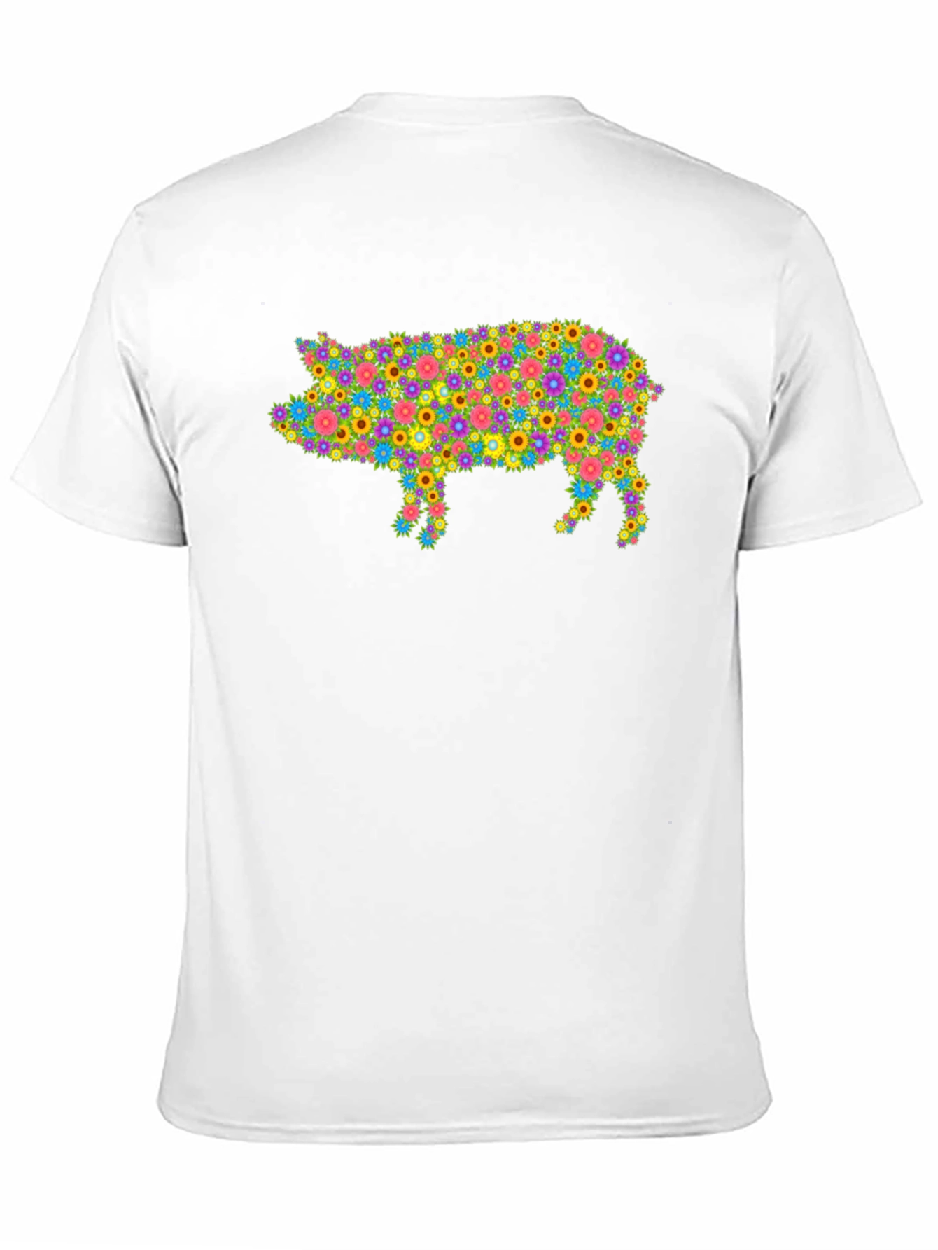 Black Floral Pig Graphic T-Shirt - Unique & Stylish view 11