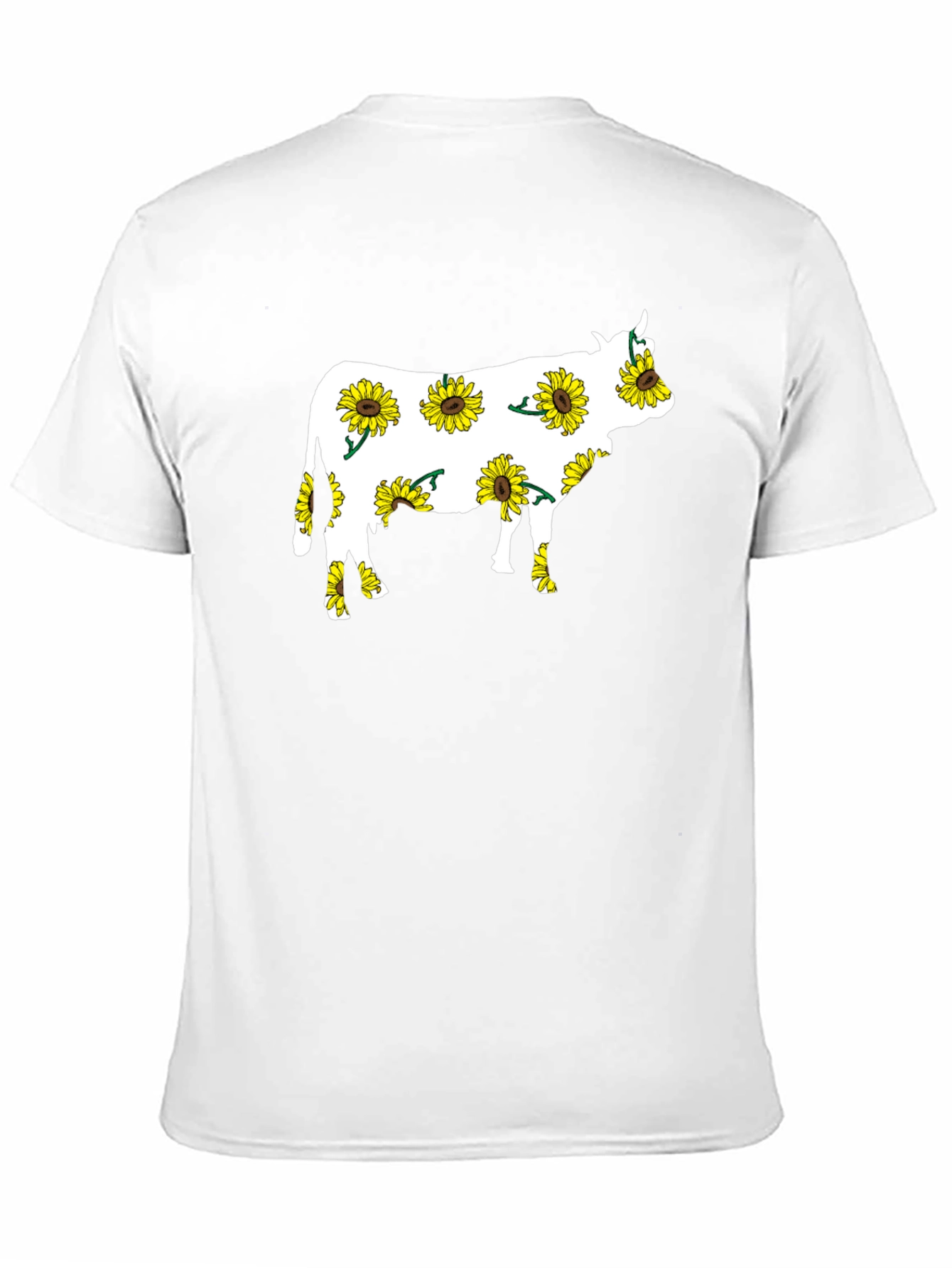 Black Sunflower Cow Graphic Tee - Black Cotton T-Shirt view 11