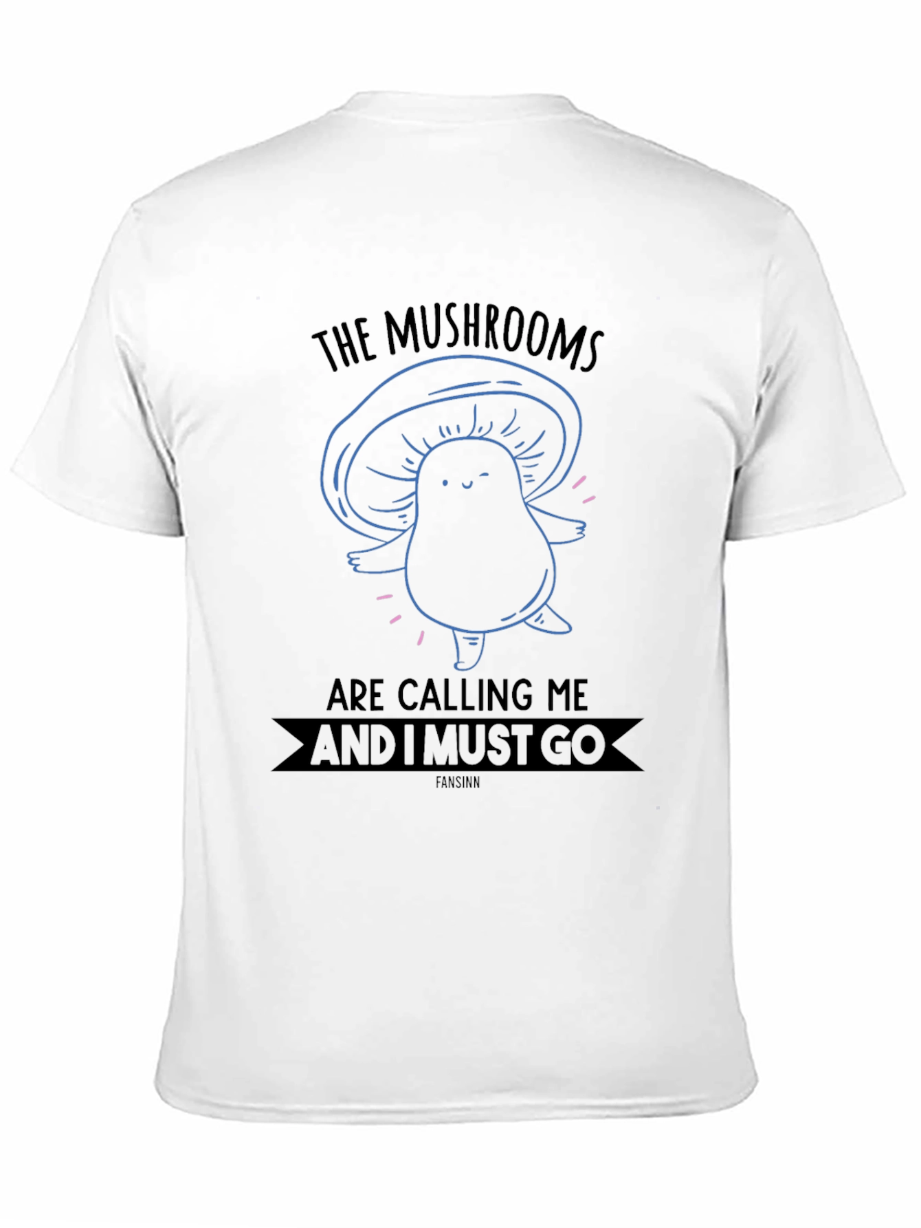 Black Mushroom Calling Black Graphic Tee view 11