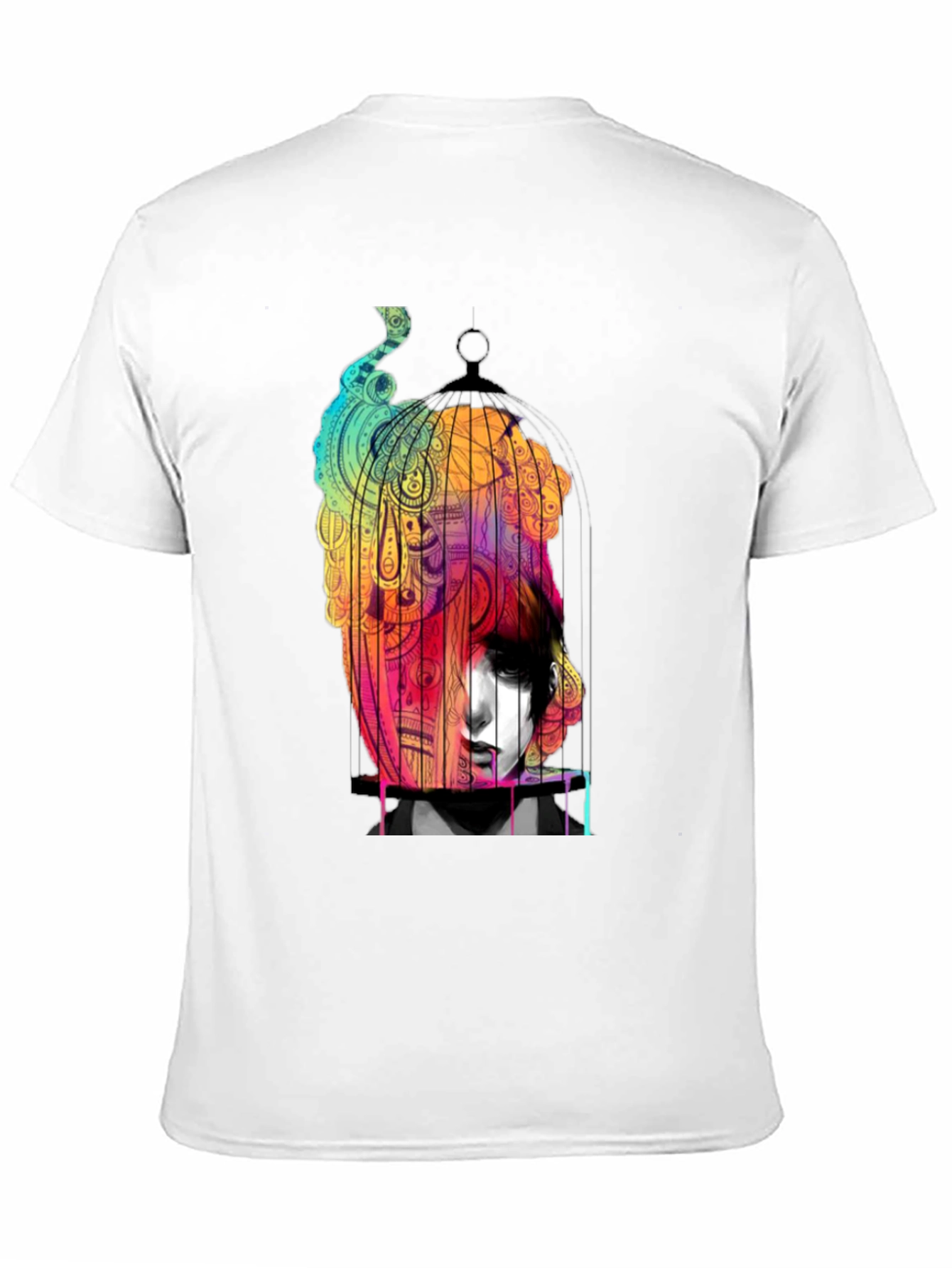 Black Artistic 'Caged Soul' Black Graphic T-Shirt view 11