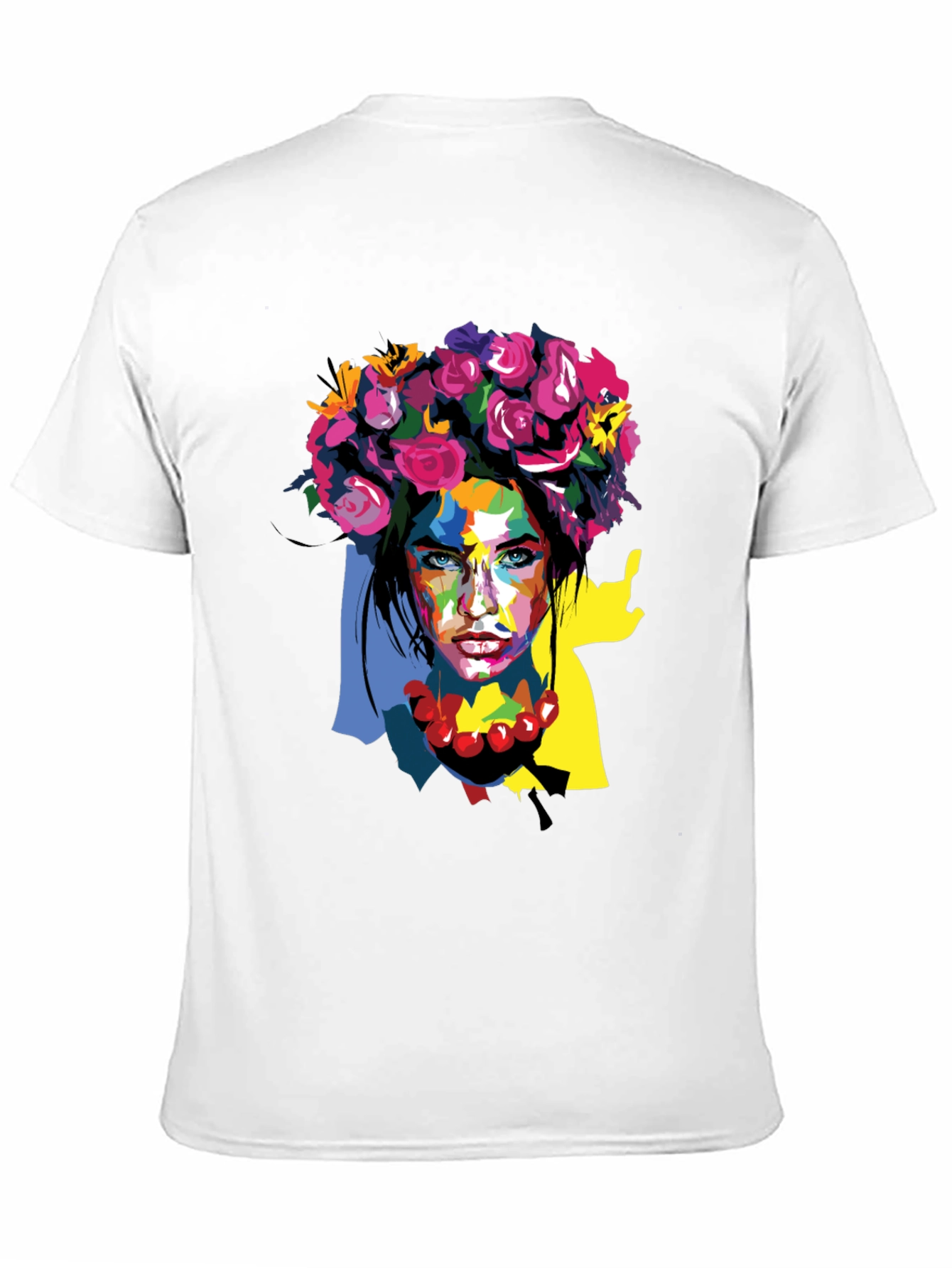 Black Floral Woman Graphic Tee - Artistic Fashion Shirt view 11