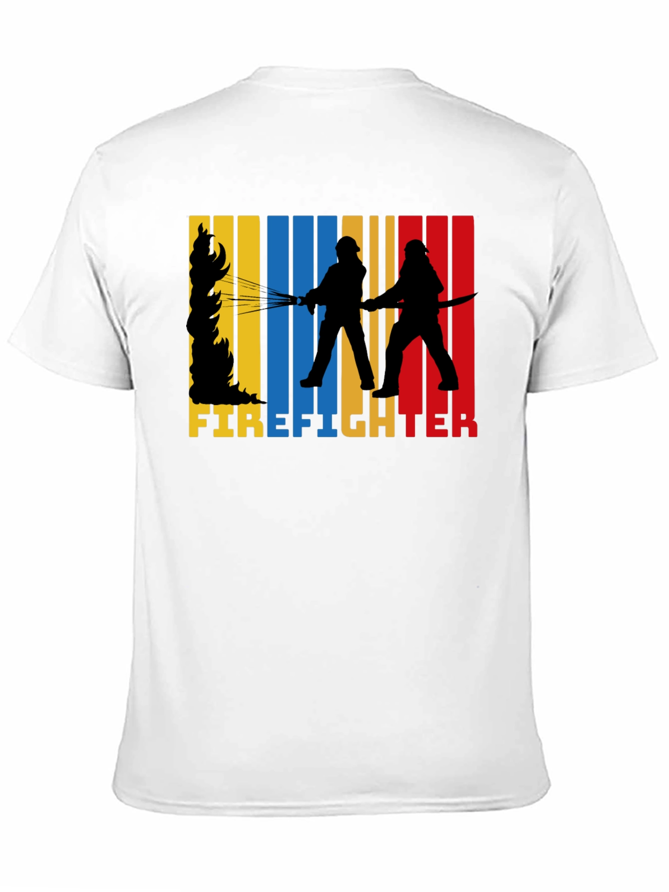 Black Firefighter Graphic Tee - Black Cotton T-Shirt view 11