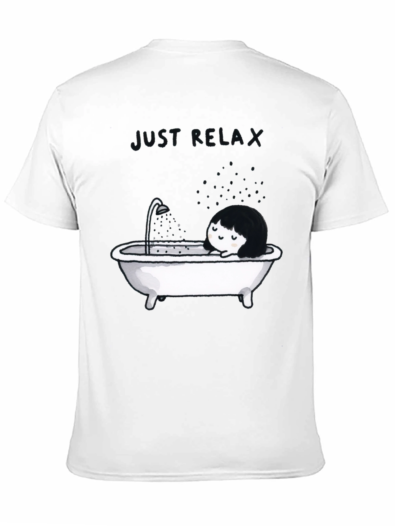 Black Just Relax Black Graphic Tee - Bathtub Design view 11