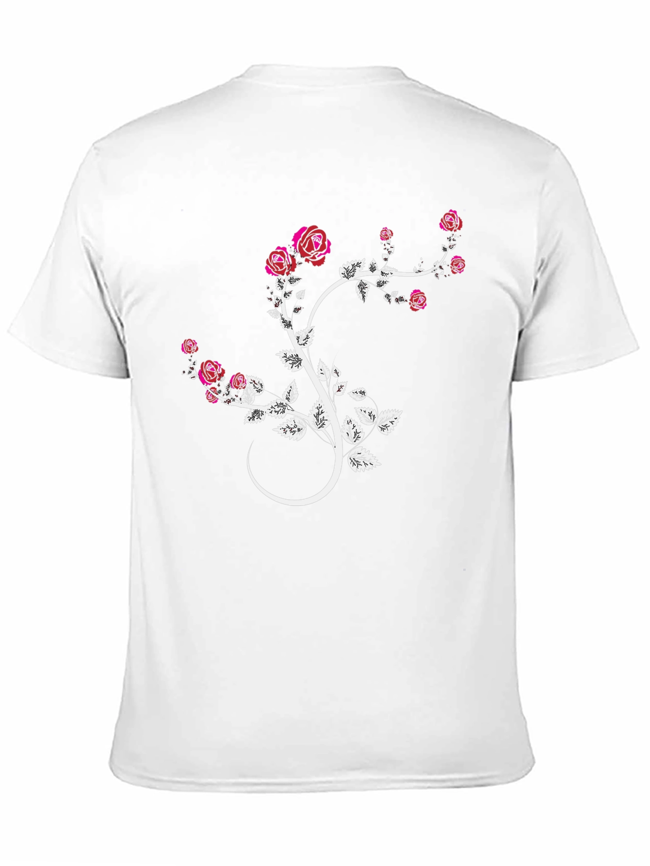 Black Floral Rose Vine Graphic Tee - Black Cotton Blend view 11