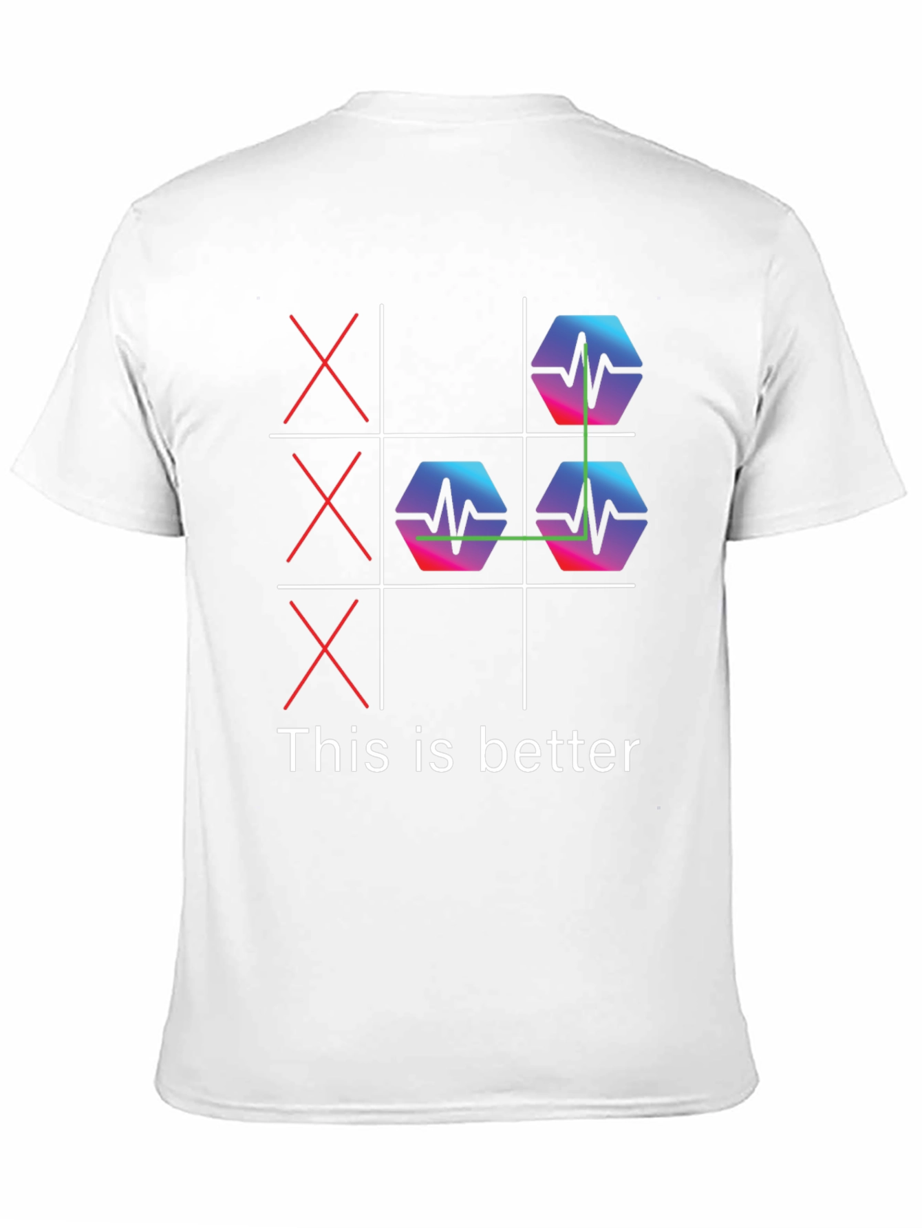 Black Tic-Tac-Toe ECG Pulse Black Graphic Tee view 11