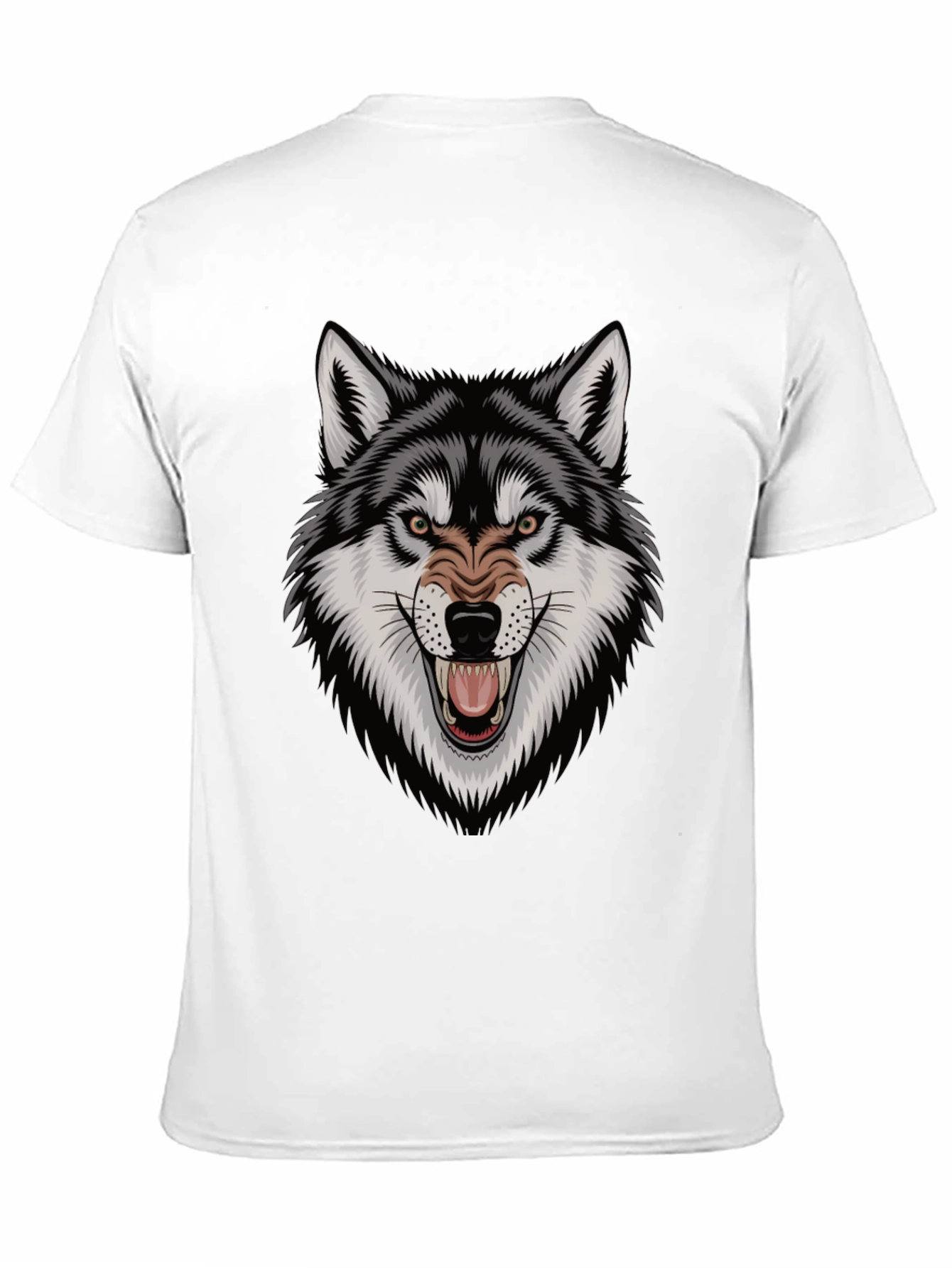 Black Men's Wolf Graphic Tee - Fierce Design, Black Cotton T-Shirt view 11