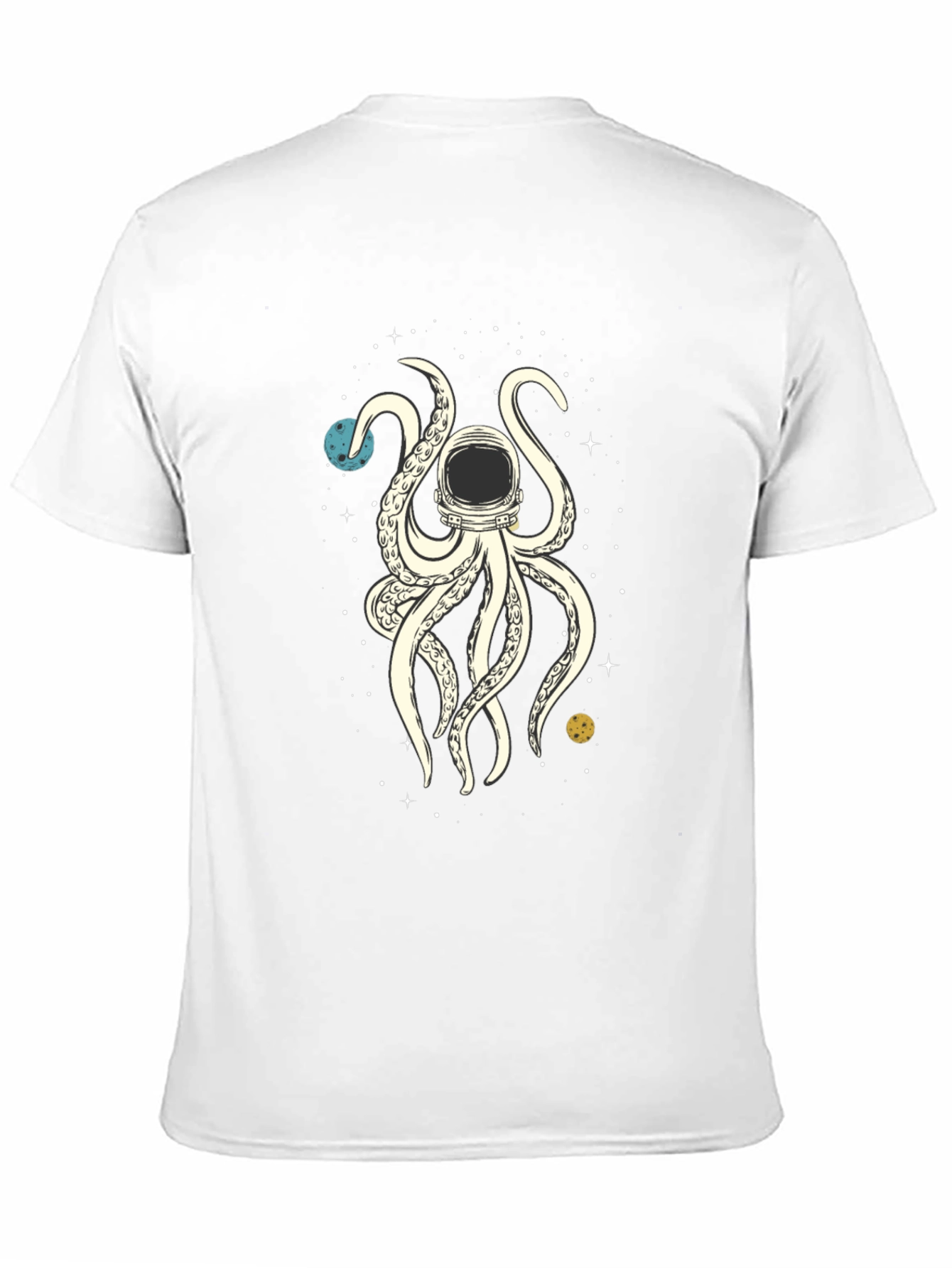 Black Cosmic Kraken Tee: Astronaut Octopus in Space view 11