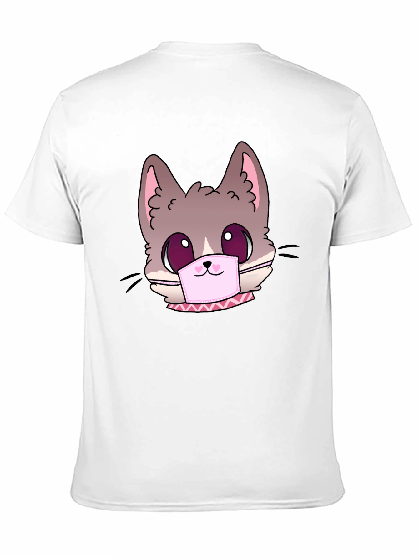 Black Cute Cat Face Mask Graphic T-Shirt view 11