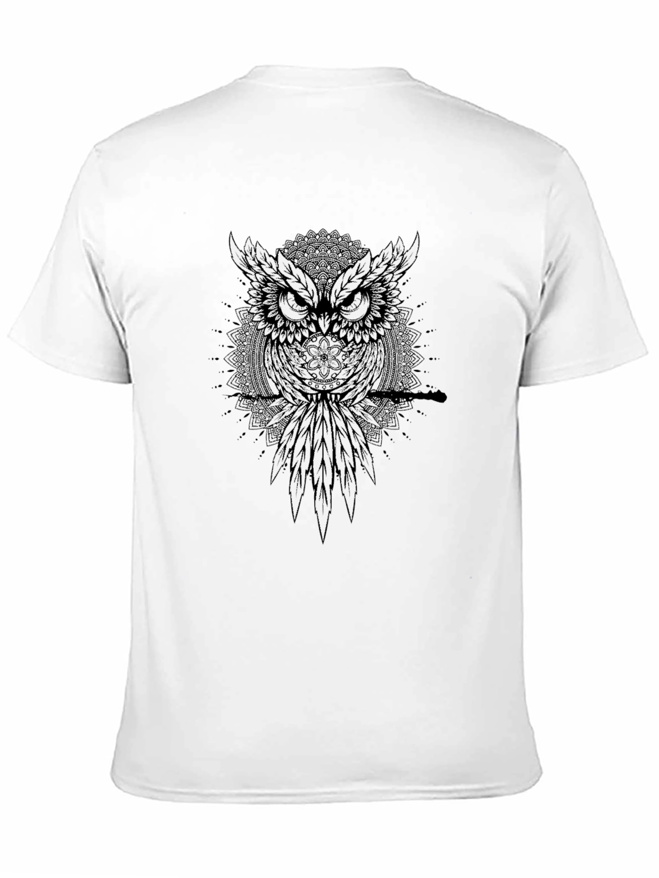 Black Owl Mandala Graphic Tee - Men's Black T-Shirt view 11