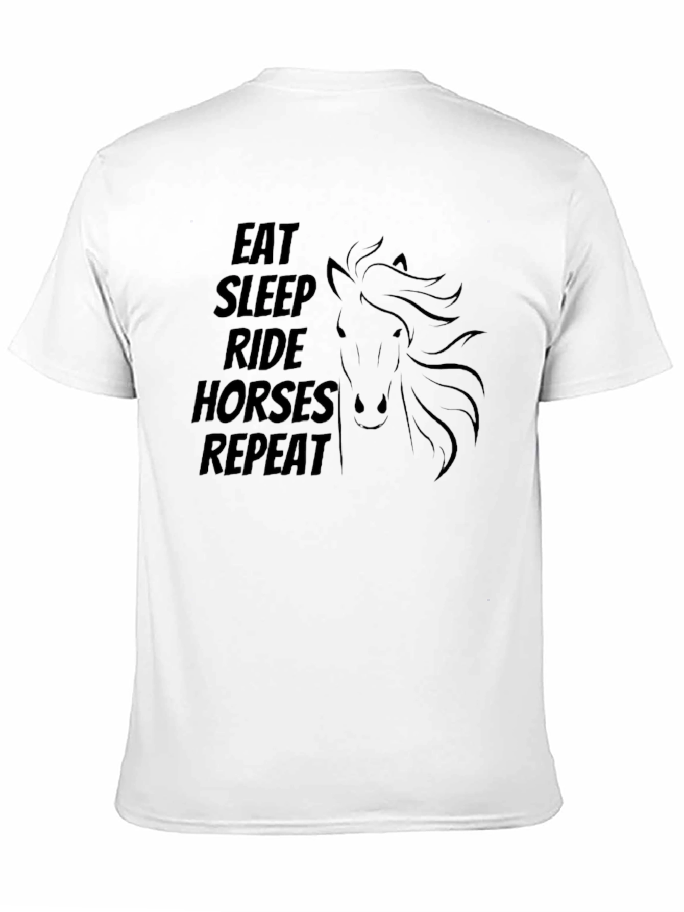 Black Eat Sleep Ride Horses Repeat Black T-Shirt view 11