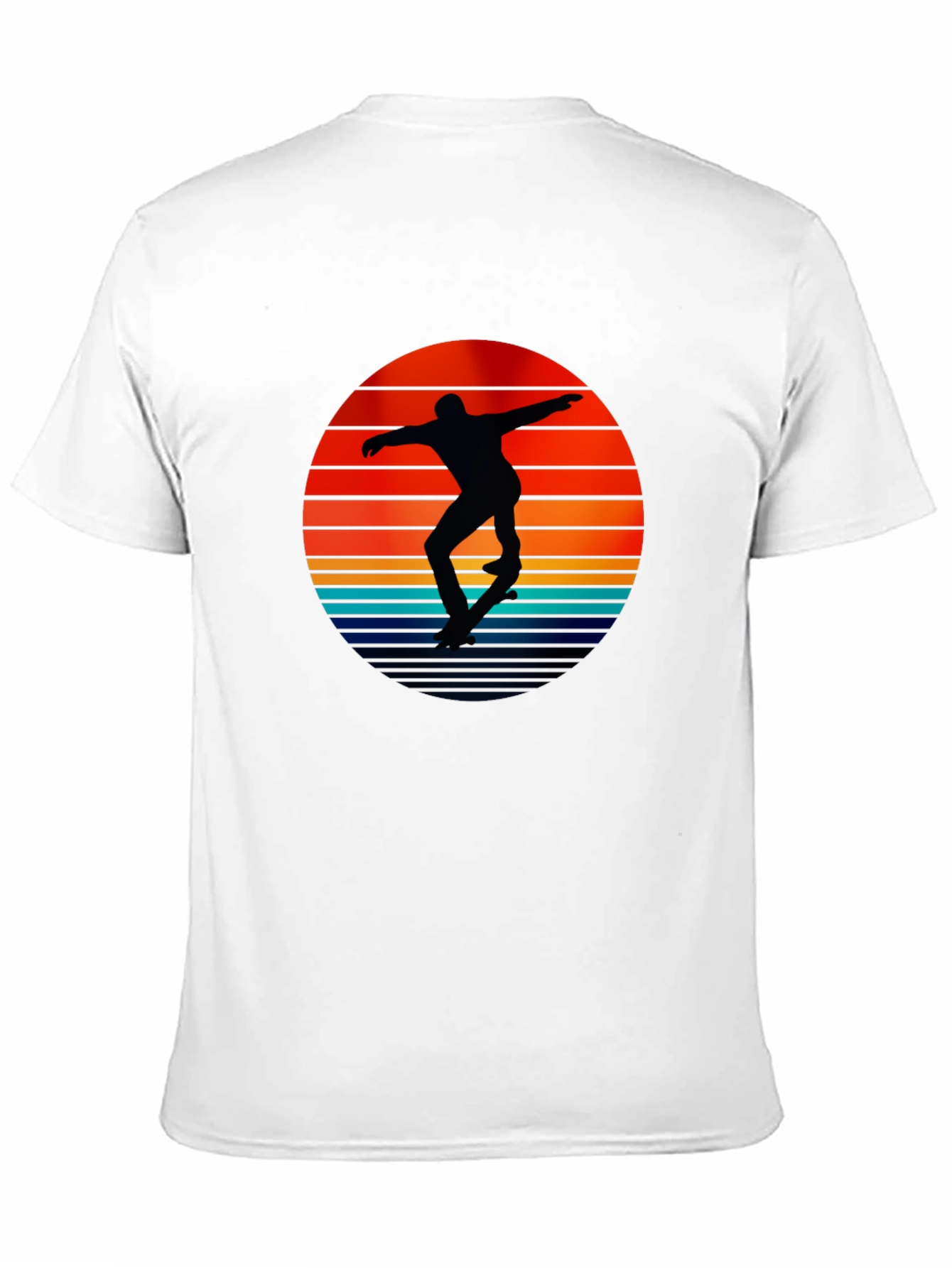 Black Retro Skateboarder Sunset Graphic T-Shirt view 11