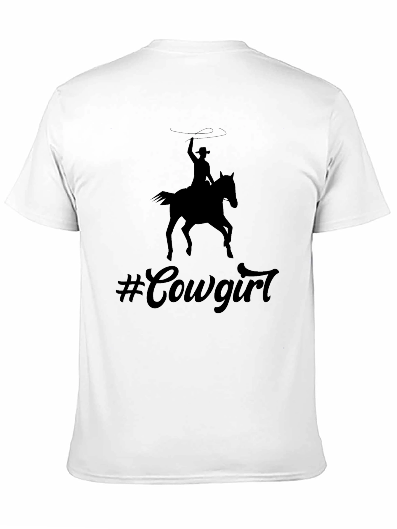 Black Cowgirl Horse Graphic Tee - Black Cotton Casual Shirt view 11
