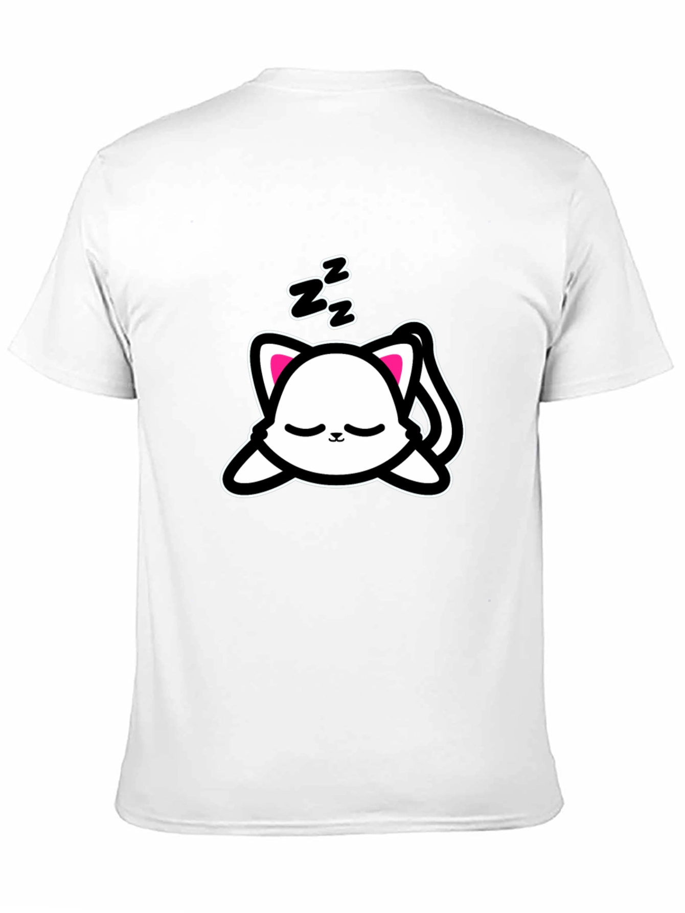Black Cute Sleeping Cat Graphic Tee - Black view 11