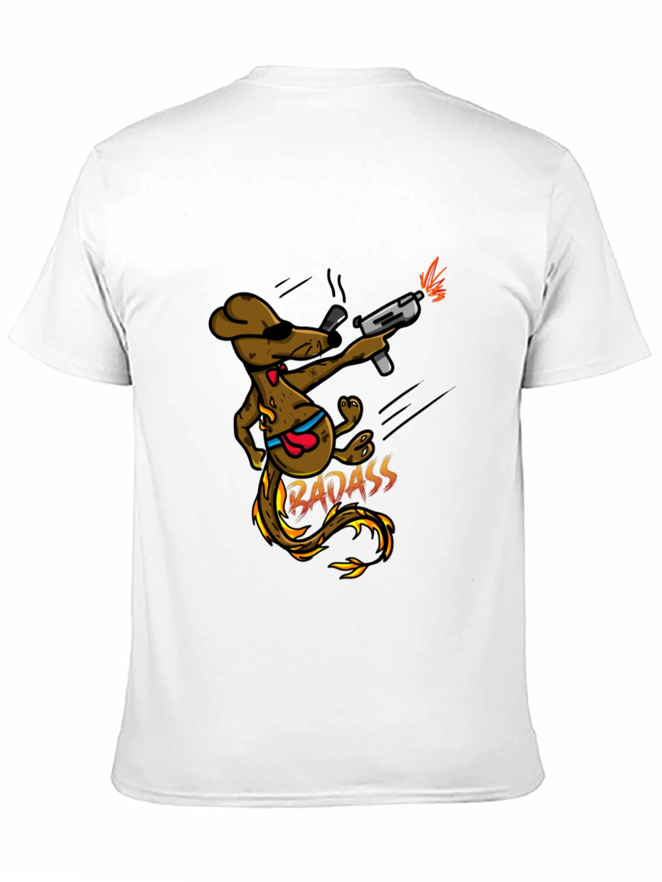 Black Badass Dog with Gun Black T-Shirt view 11