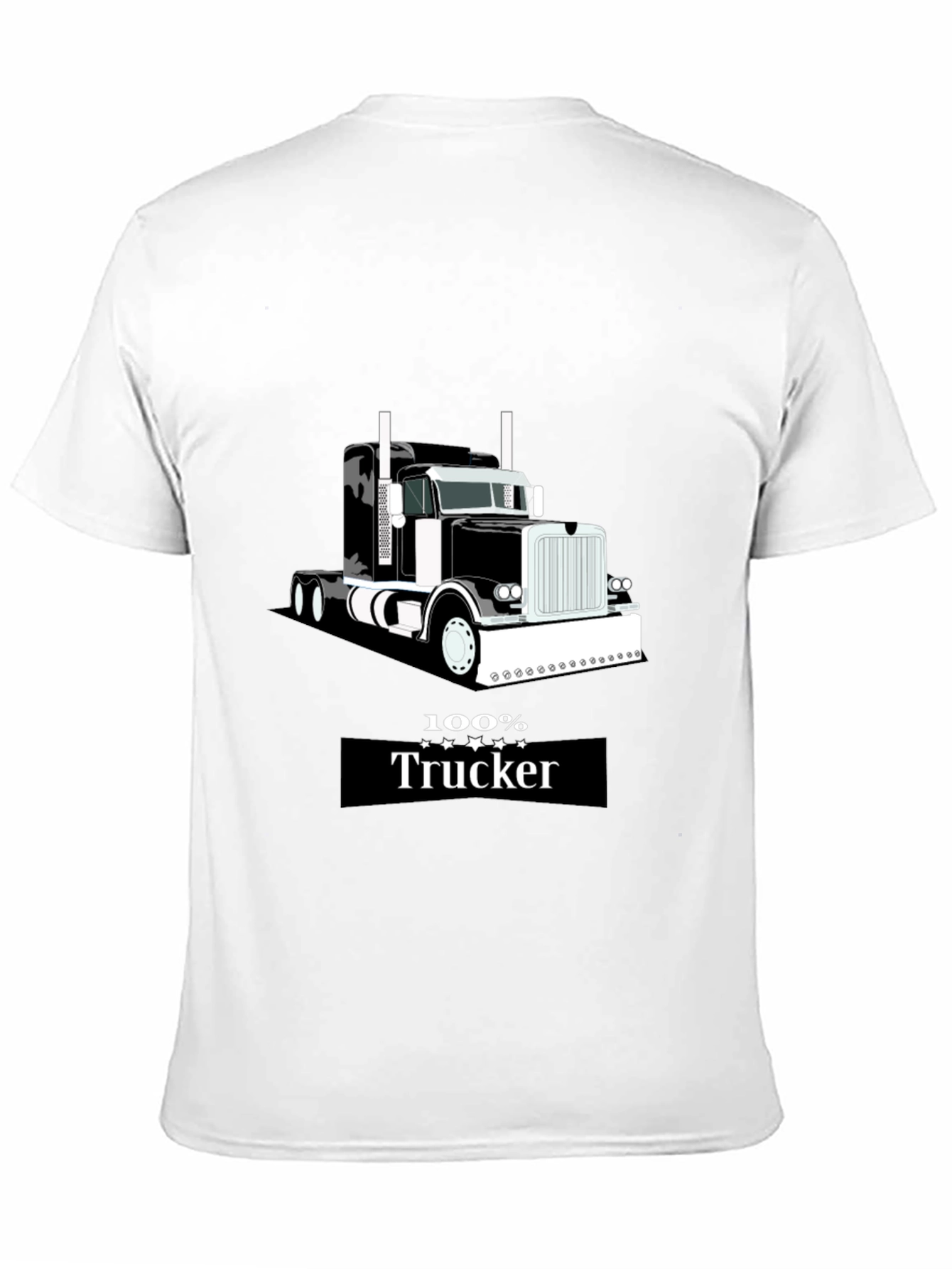 Black 100% Trucker Graphic Tee - Black Cotton Blend view 11