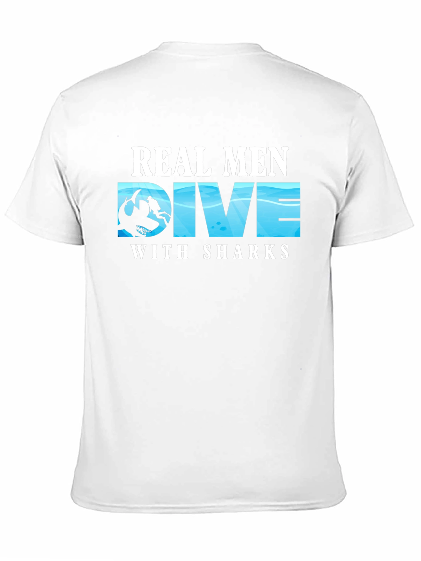 Black Real Men Dive With Sharks T-Shirt view 11
