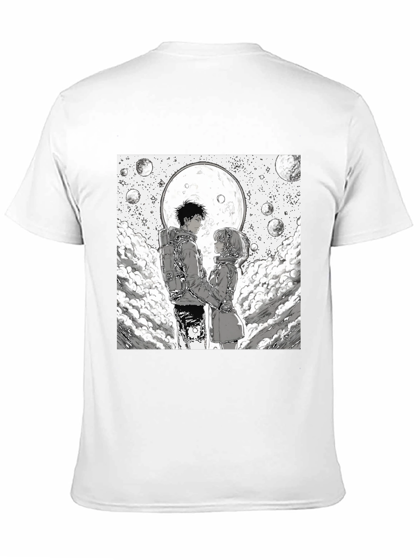 Black Anime Moon Lovers Graphic Tee - Black view 11