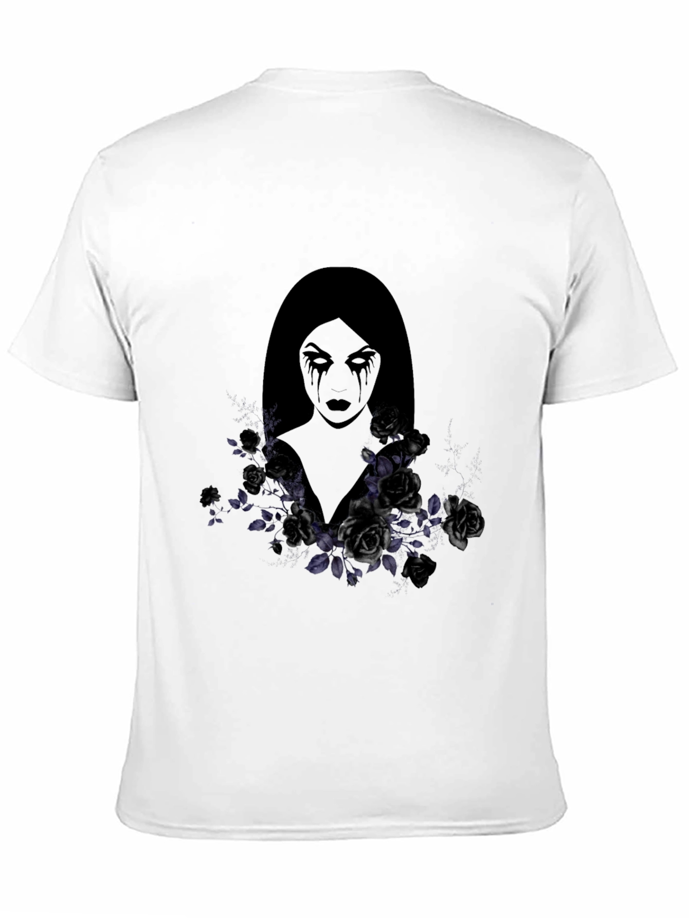 Black Gothic Woman & Roses Graphic Tee - Dark Aesthetic Shirt view 11