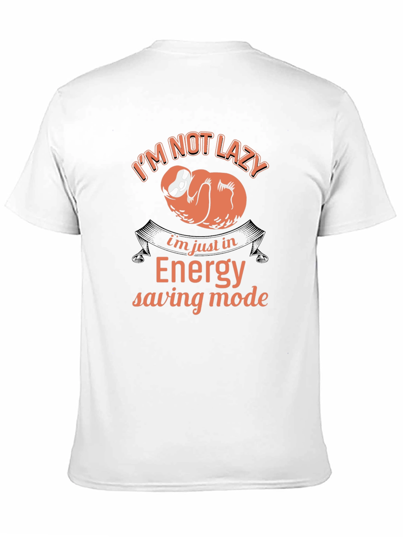 Black Funny Sloth 'Energy Saving Mode' Graphic T-Shirt view 11
