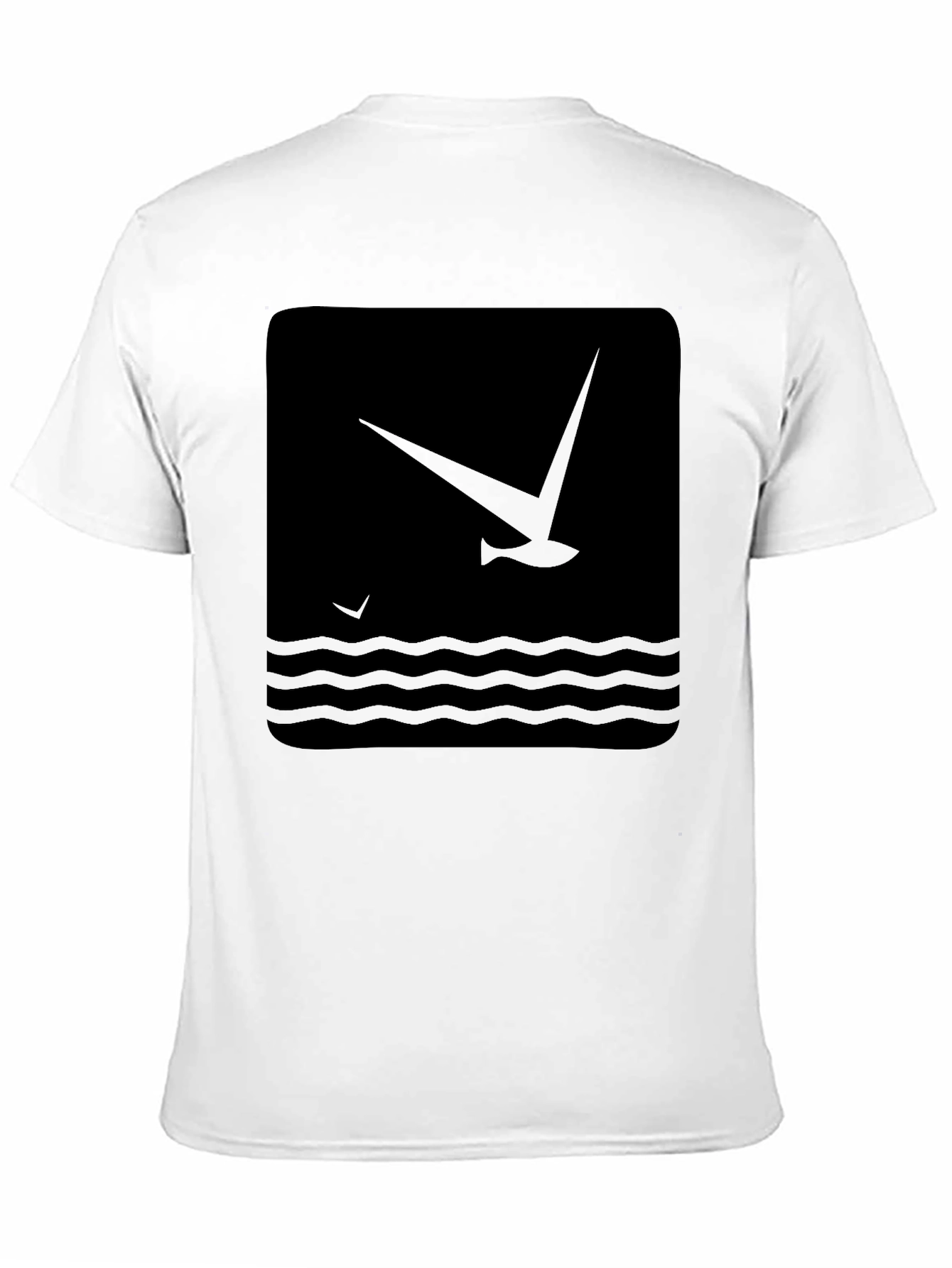 Black Black Graphic T-Shirt - Bird & Wave Design view 11