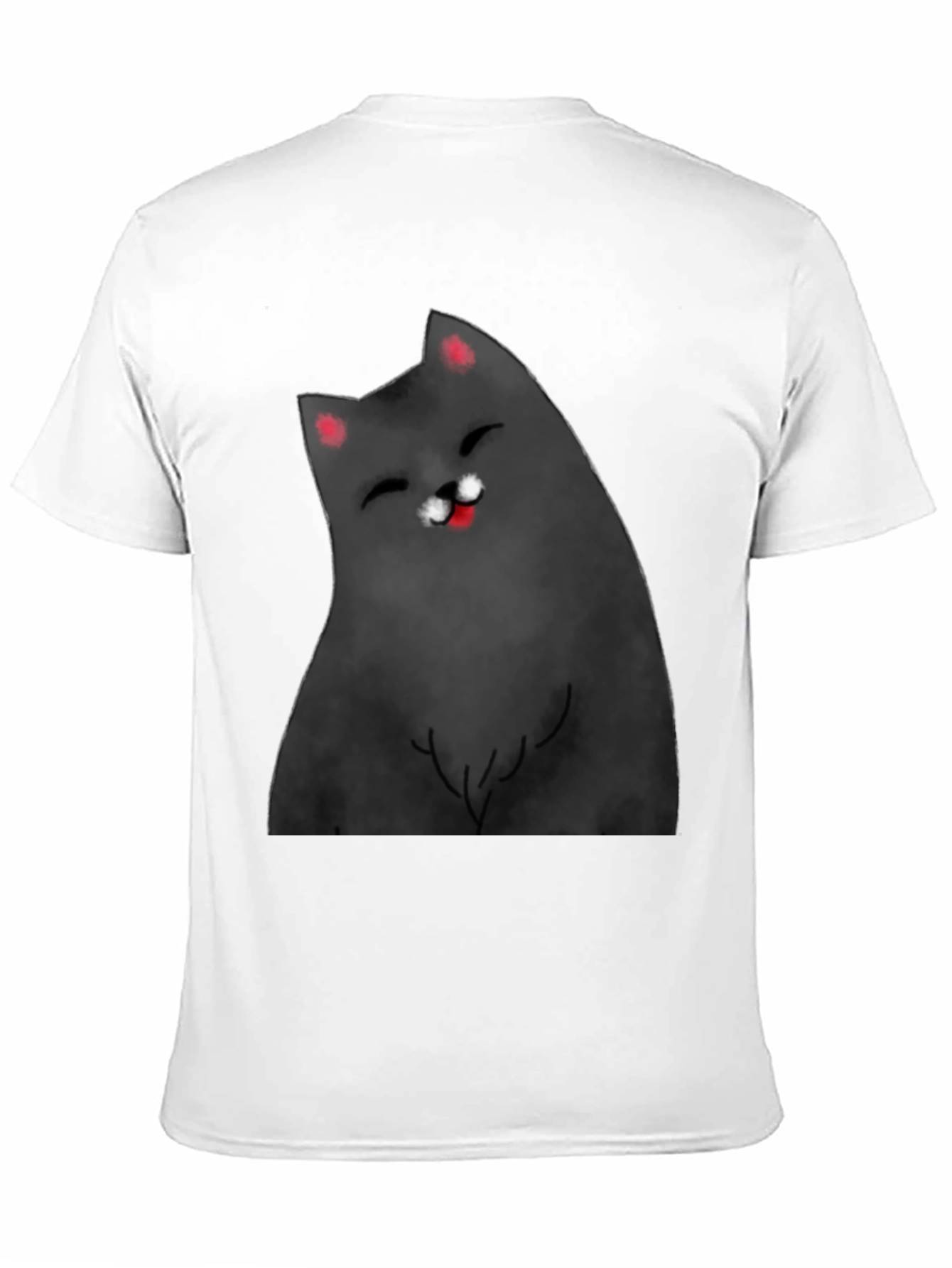 Black Smiling Cat Graphic Tee - Black Cotton Blend Shirt view 11
